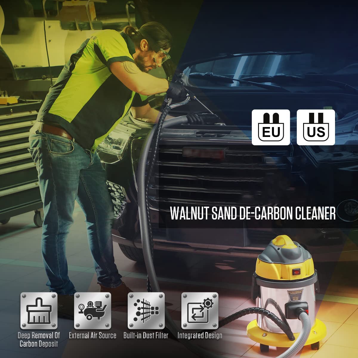 Walnut Shell Blaster Kit for Engine Carbon Cleaning - 23pcs Car Model Adapters (110V/220V) | Intake Valve & Valvetronic System Cleaner | Professional Automotive Maintenance Tool for BMW, Audi, VW | DIY Car Repair & Performance Enhancement