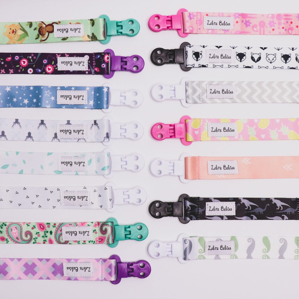 Zebra Babies Flexi Ribbon Pacifier Clip - Soft Silicone Dummy Holder for Newborns & Infants - Perfect for Strollers, Car Seats & Baby Carriers
