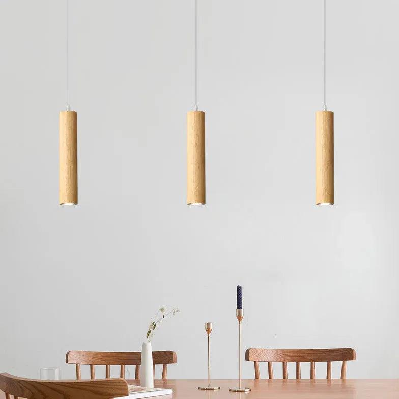 Modern Wooden Pendant Light - Suspended Downlighting for Kitchen Island, Dining Room & Bar Counter | Energy Efficient LED Fixture | Rustic Farmhouse & Industrial Style Ceiling Lighting