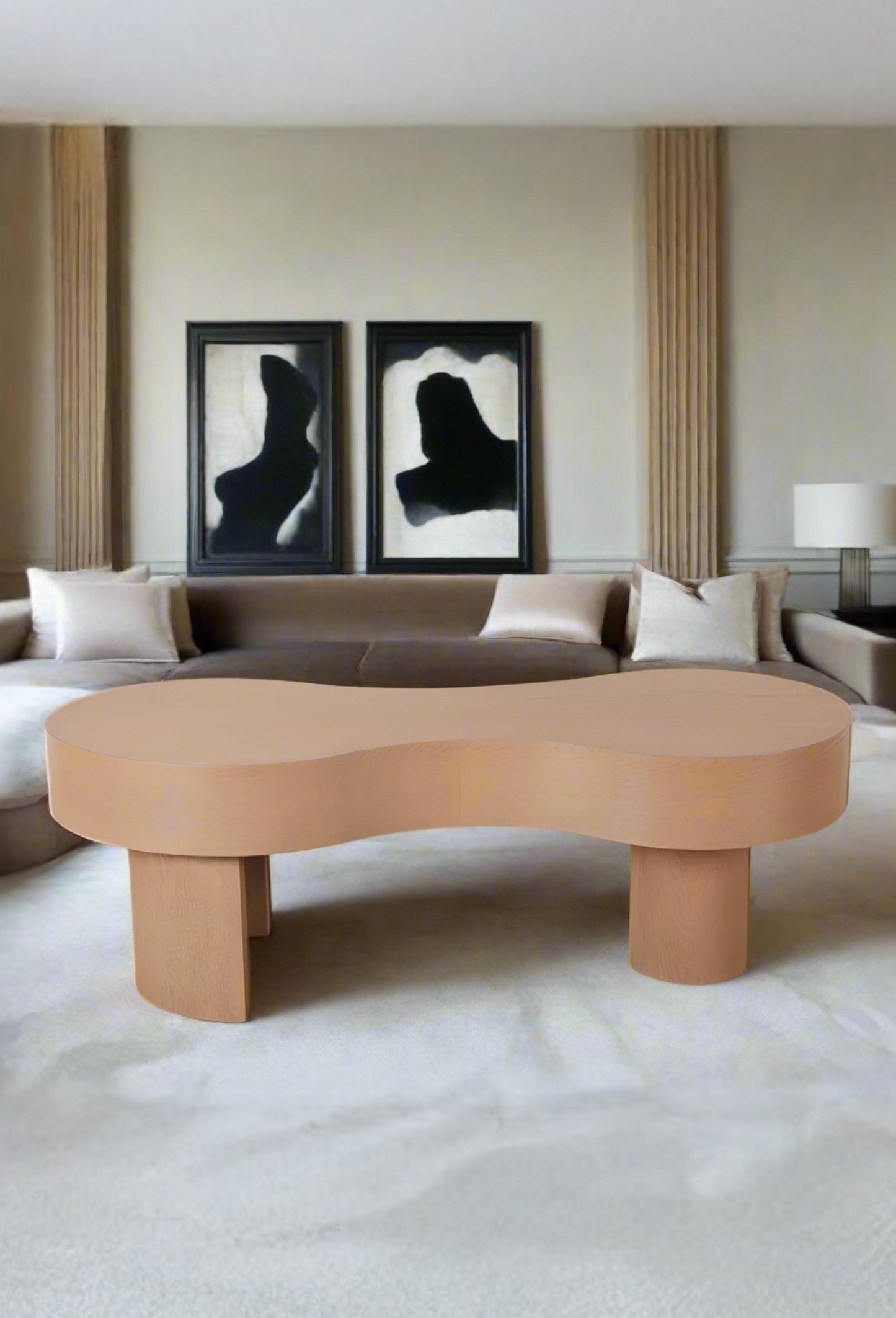 Modern Free Form Wood Coffee Table - Handcrafted Solid Wood Accent Table for Living Room, Lounge & Office - Stylish & Durable Home Decor Furniture