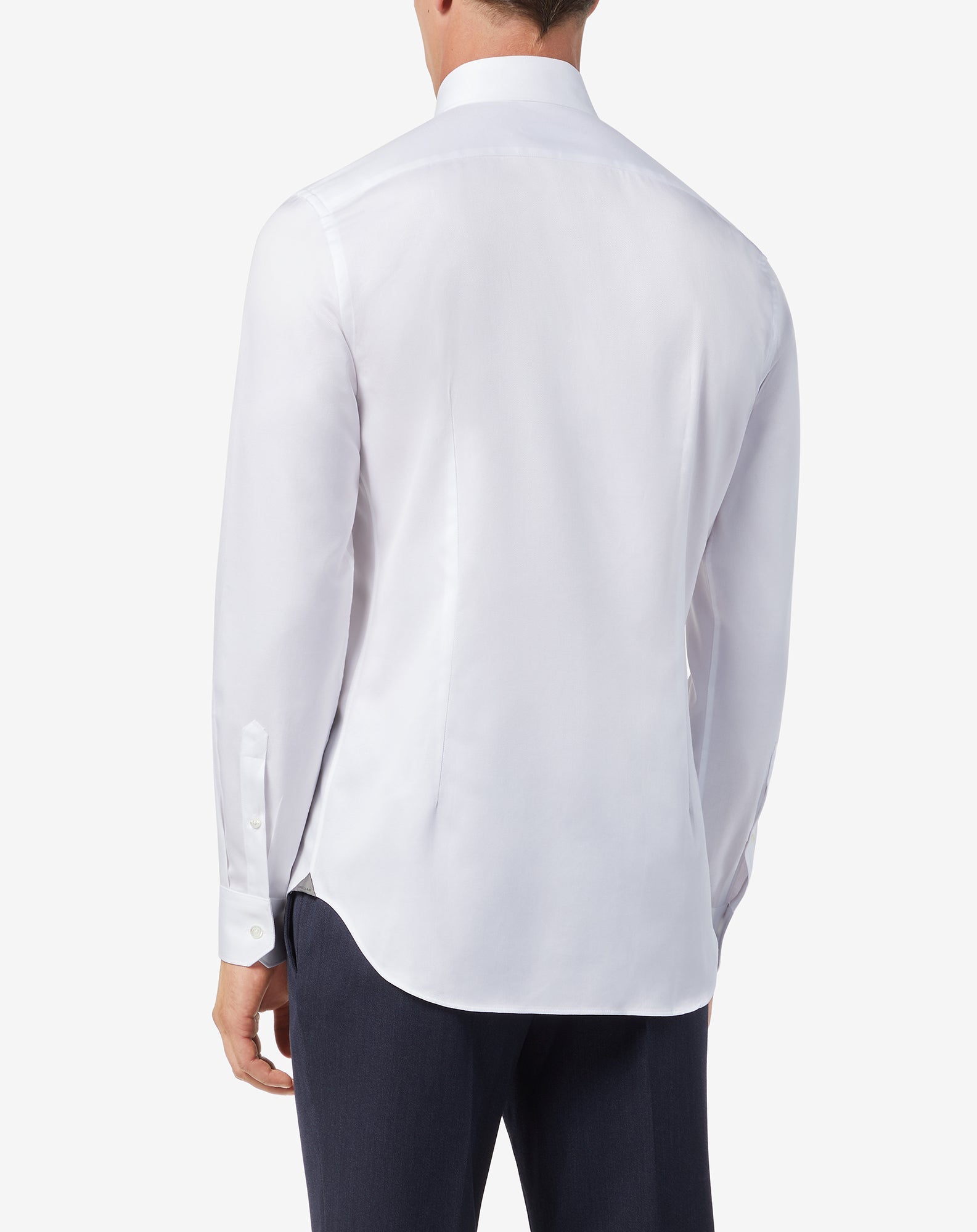 Corneliani Men's Premium Cotton Fine Twill Dress Shirt in White - Perfect for Business, Office & Formal Occasions
