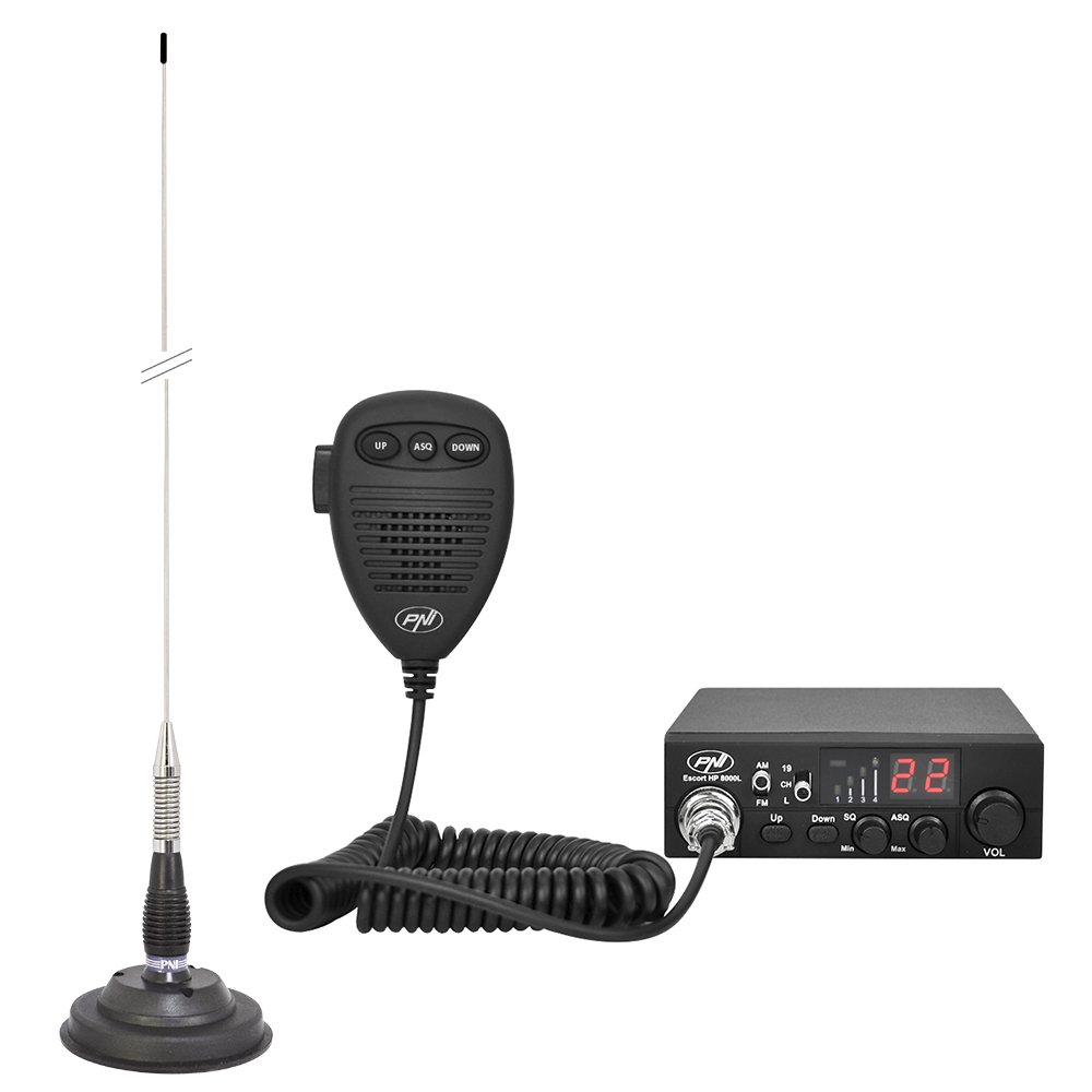 CB Radio Kit - CBI Escort HP 8000L ASQ with PNI ML100 CB Antenna for Truckers & Off-Road Adventures | Long-Range Communication for Road Trips, Camping & Emergency Preparedness