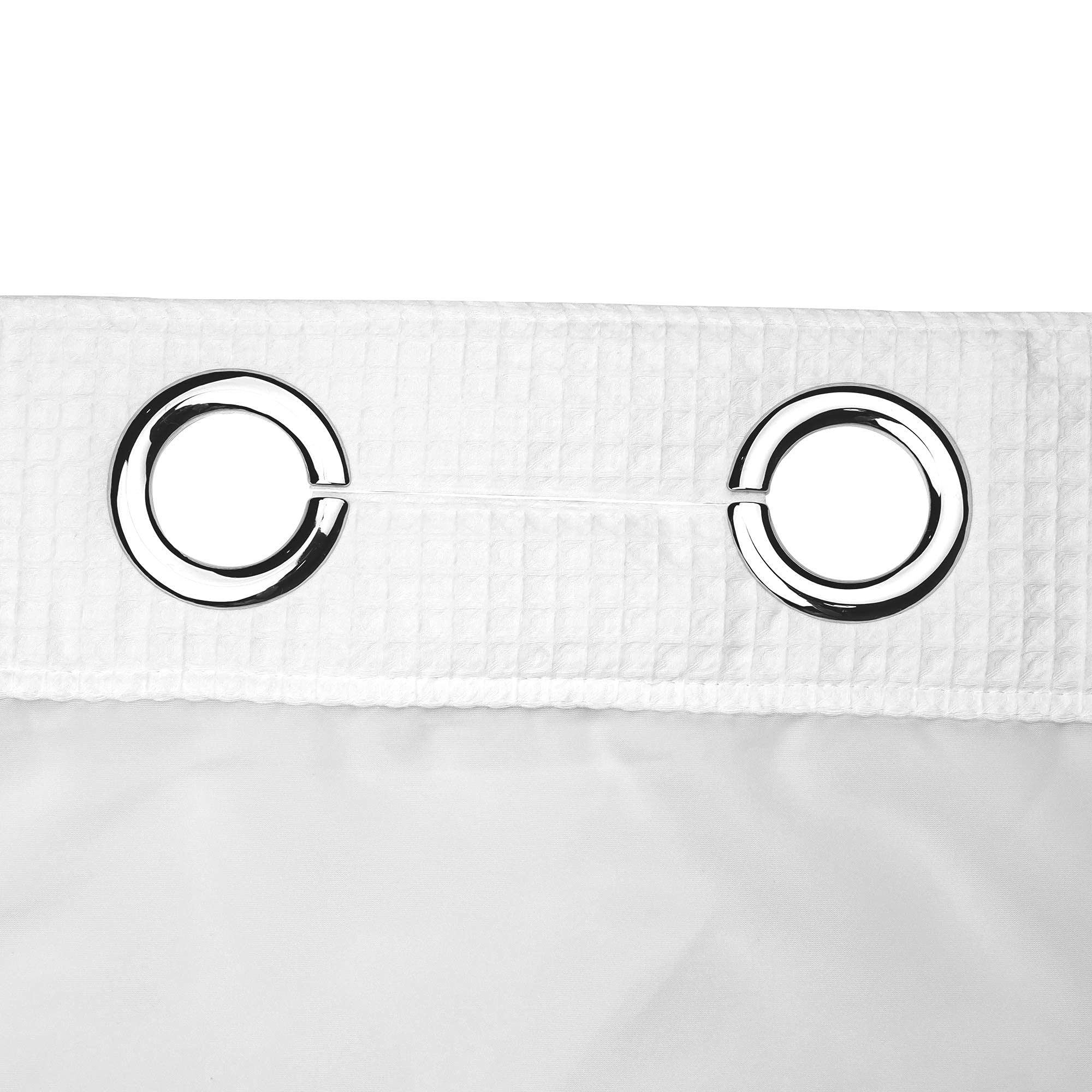 River Dream White Fabric Shower Curtain Set - Cotton Blend Waffle Weave with Snap-in Replacement Liner (54x80 Inches) | Bathroom Decor for Modern & Farmhouse Style Homes