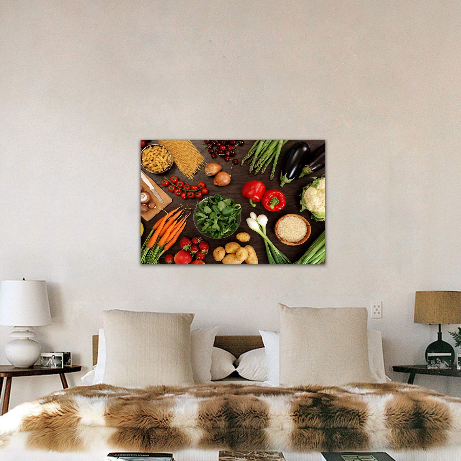 Vegetable Ingredients Canvas Wall Art - 12x18 Inch Framed Kitchen Decor, Ready to Hang Painting for Dining Room, Restaurant & Home Decoration | Perfect for Farmhouse Style Kitchens, Cafés and Culinary Themed Spaces