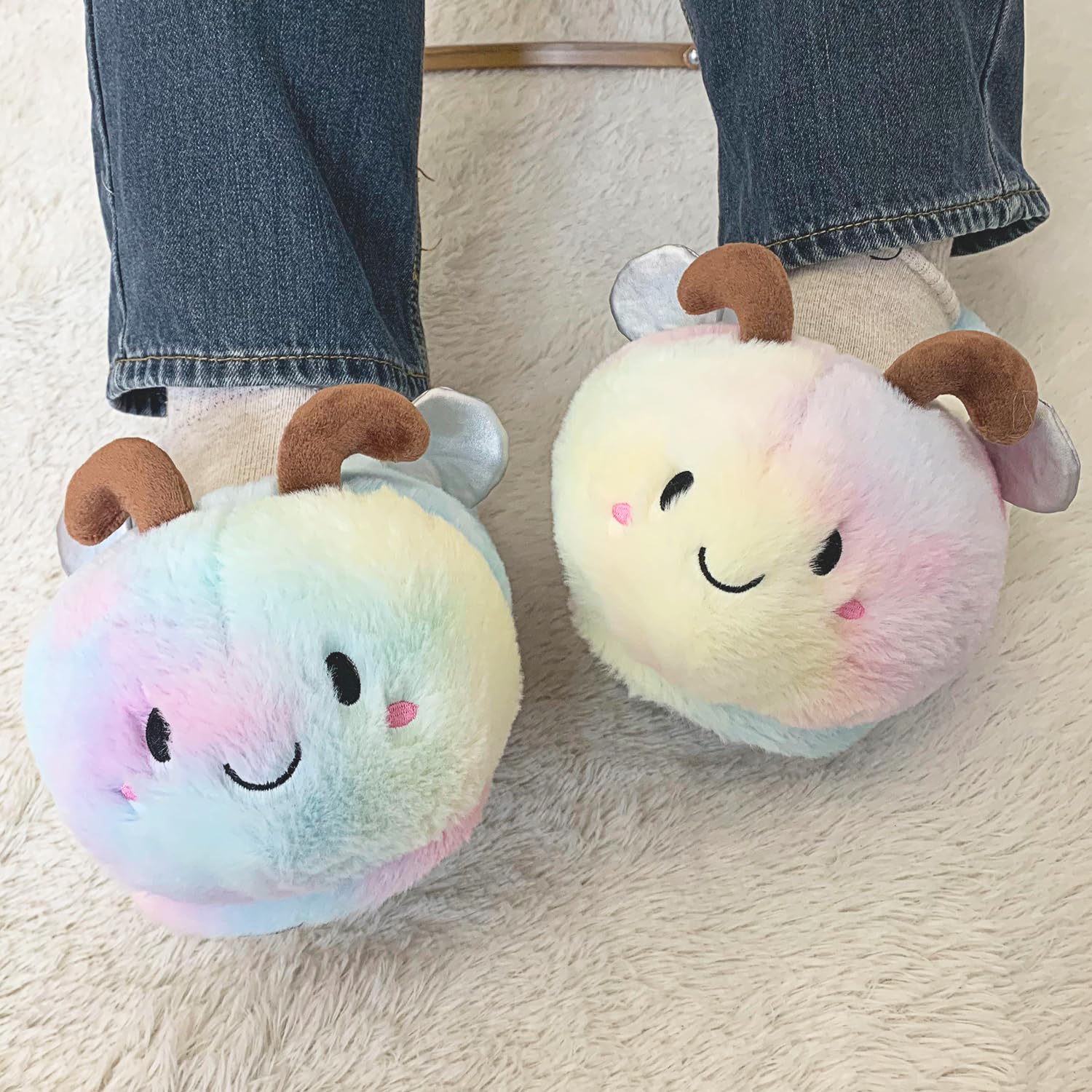 Women's Cute Bee Animal Slippers - Funny Bumblebee Fuzzy House Shoes for Winter, Soft & Cozy Indoor Slippers - Perfect for Lounging at Home, Gift for Her, and Relaxing Evenings