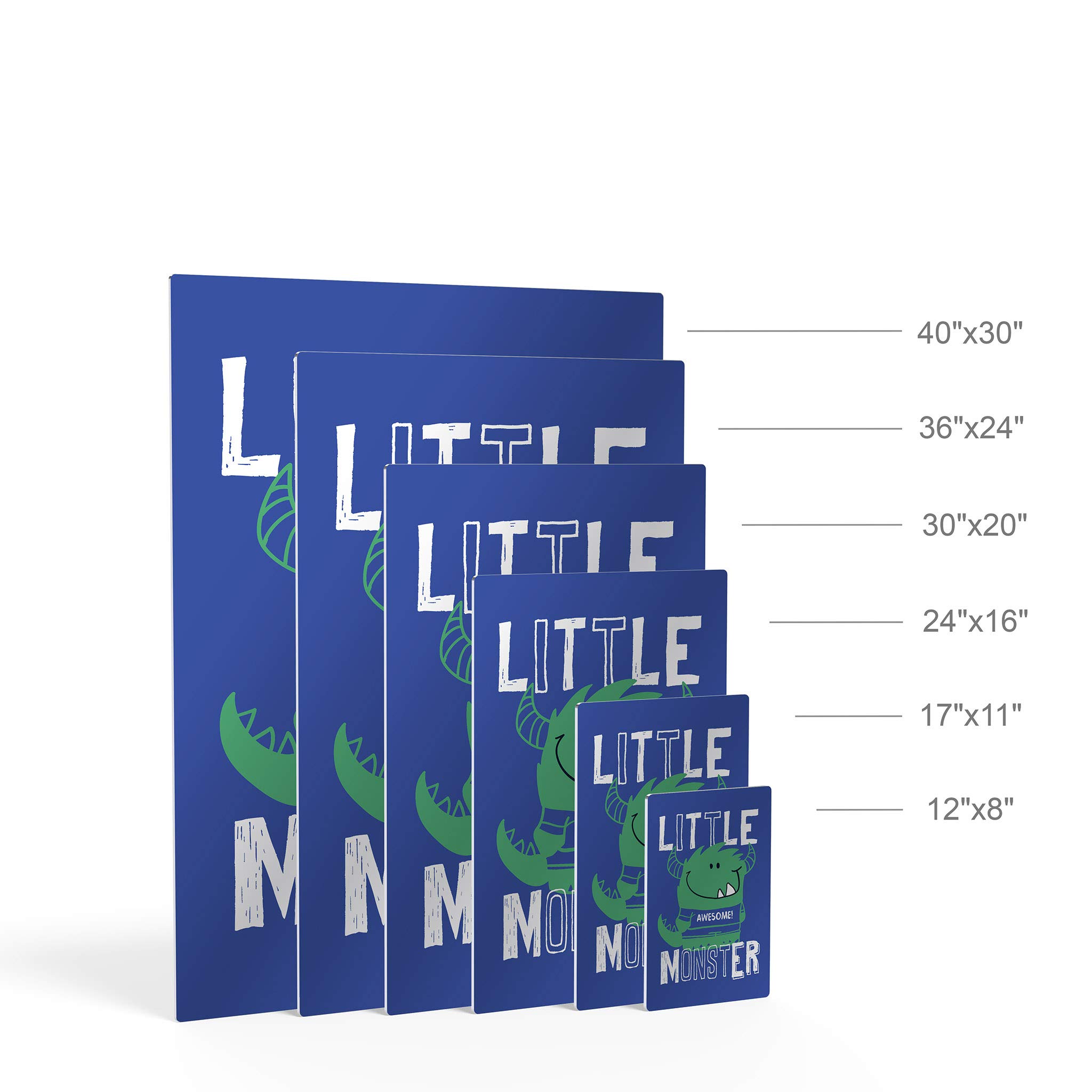 Cute Little Monster Wall Art - Blue Background Metal Print for Boys Room, Nursery & Baby Room Decor - Made in USA - 30x20 - Perfect for Kids Bedroom, Playroom & Birthday Gifts