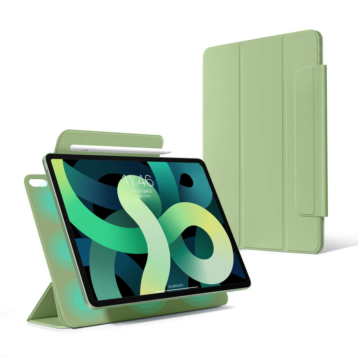 Ultra Slim Magnetic Case for iPad Air 4 (2020) & iPad Air 5 (2022) 10.9 Inch - Strong Magnetic Attachment, Apple Pencil Charging, Trifold Stand, Auto Sleep/Wake - Perfect for Work, Study & Travel (Matcha Green)