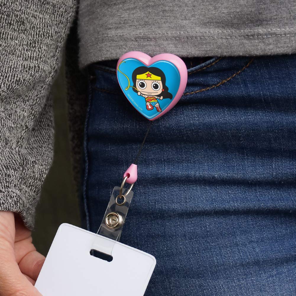 Wonder Woman Chibi Lanyard with Retractable Reel - ID Badge Holder for Office & Events