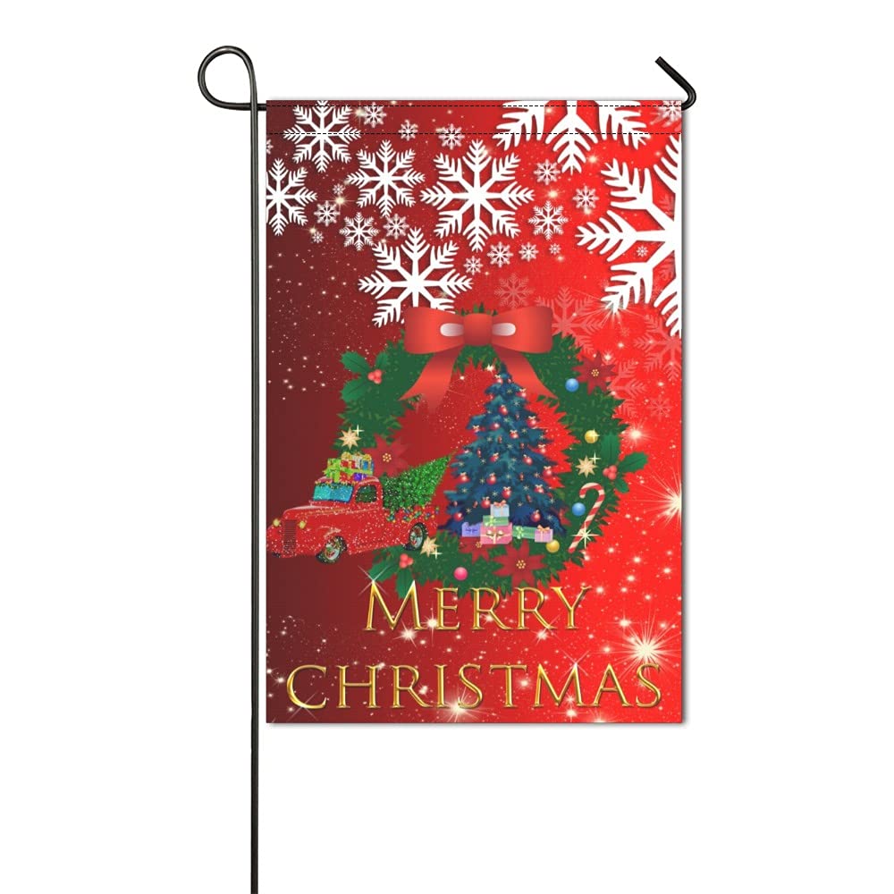 Merry Christmas Garden Flag - Double Sided Outdoor Welcome Sign for House, Patio & Yard Decor | Seasonal Vertical Holiday Decoration for Front Door & Lawn