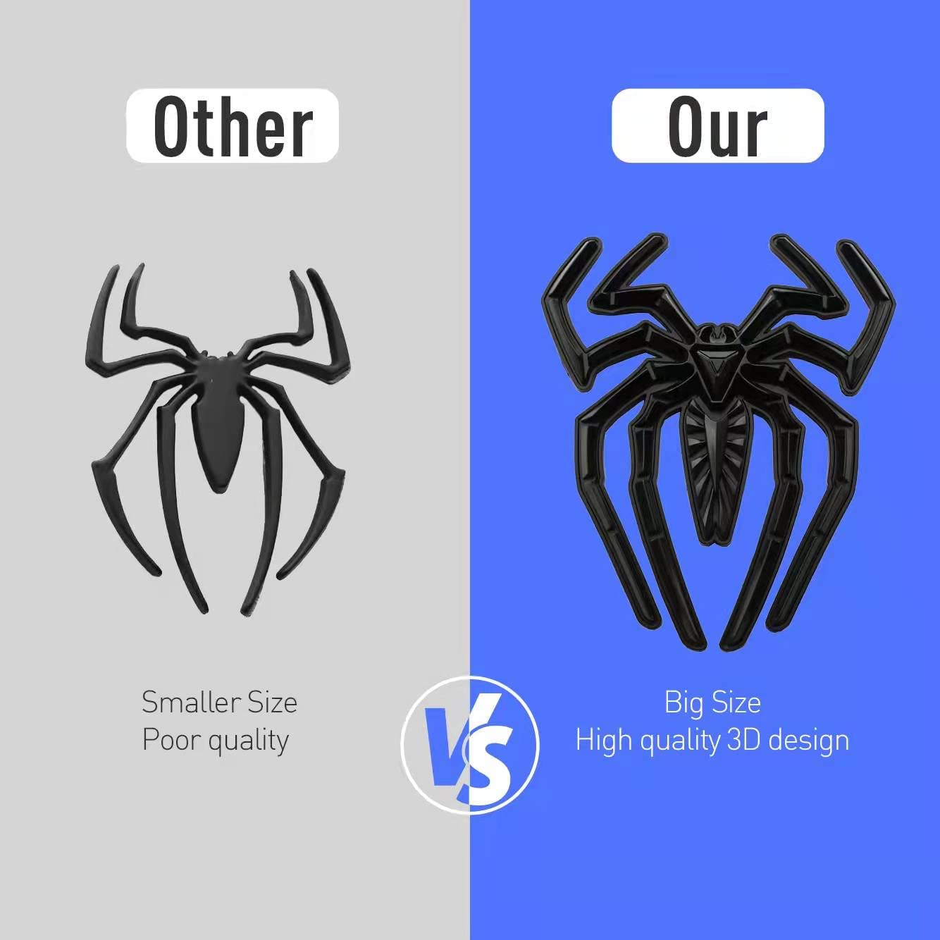3D Spider Emblem Car Badge - Replacement Decal for Can Am Spyder, F-150, Silverado, Sierra & RAM - Black Widow Edition (Black/Red) - CH-Spider - Perfect for Customizing Trucks & Motorcycles