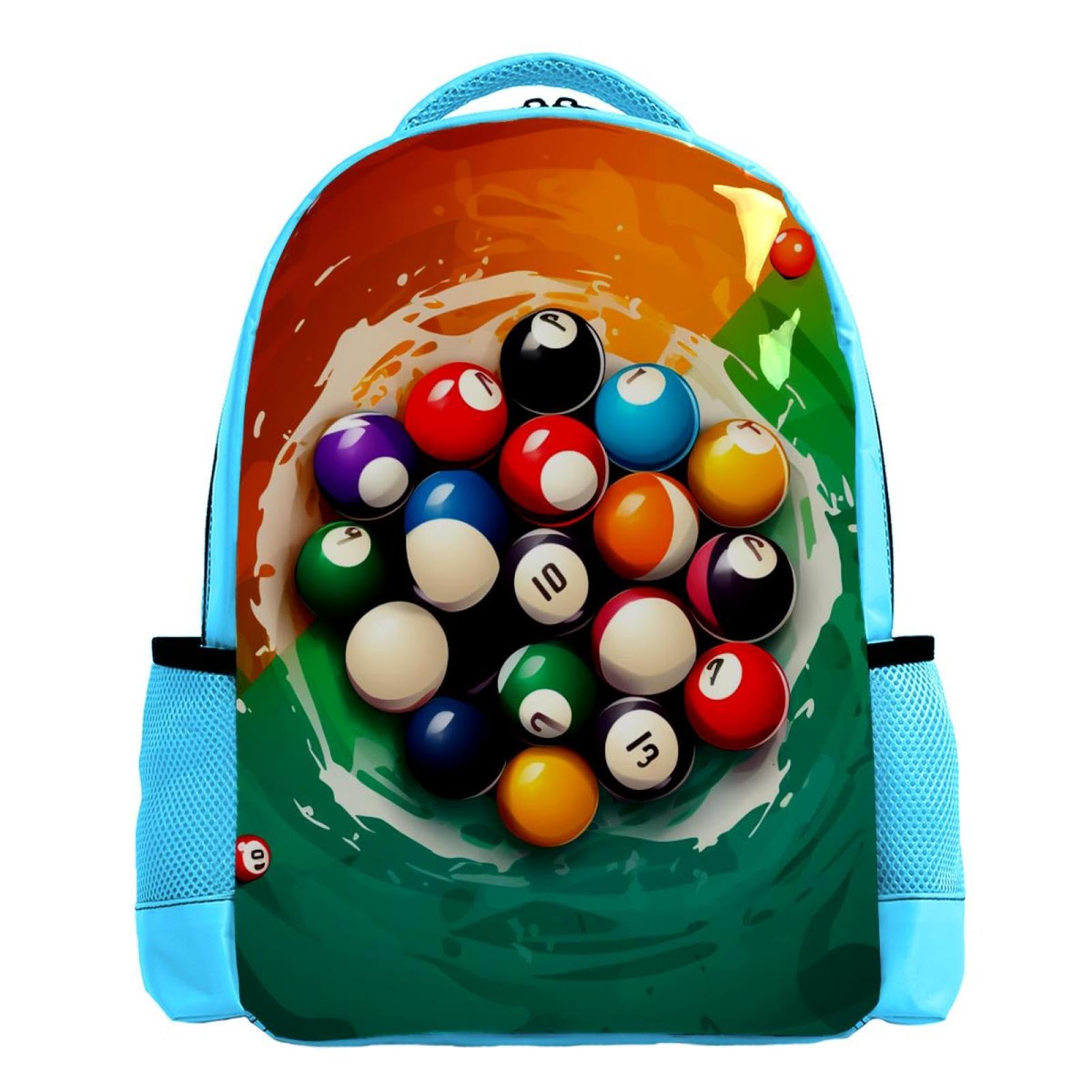Stylish Travel Backpack for Women & Men - Durable Laptop Backpack with Billiard Design - Perfect for Work, School, Gym & Outdoor Adventures