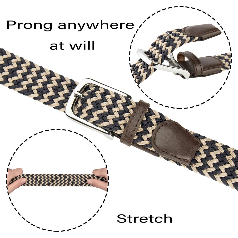 JUKMO Elastic Braided Belt for Men & Women - Adjustable Stretch Woven Belt with Gift Box - Perfect for Casual Wear, Office & Travel Accessories