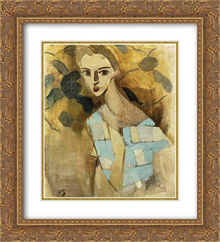 Helene Schjerfbeck 'Girl From Eydtkuhnen II' 20x22 Inch Gold Ornate Framed Art Print with Double Mat - Vintage Wall Decor for Living Room, Bedroom & Office