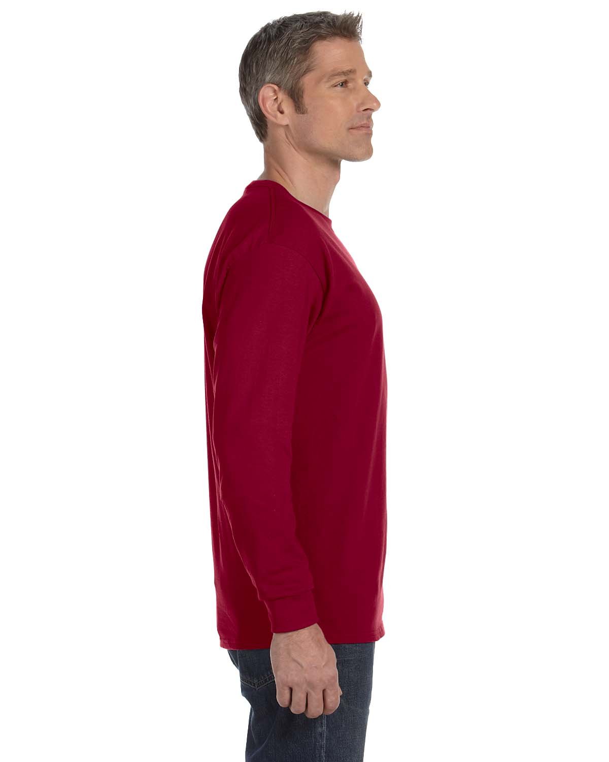 Jerzees 5.6 oz. 50/50 Heavyweight Blend Long-Sleeve T-Shirt for Men - Comfortable Cotton-Polyester Crewneck Shirt for Work, Casual Wear & Outdoor Activities