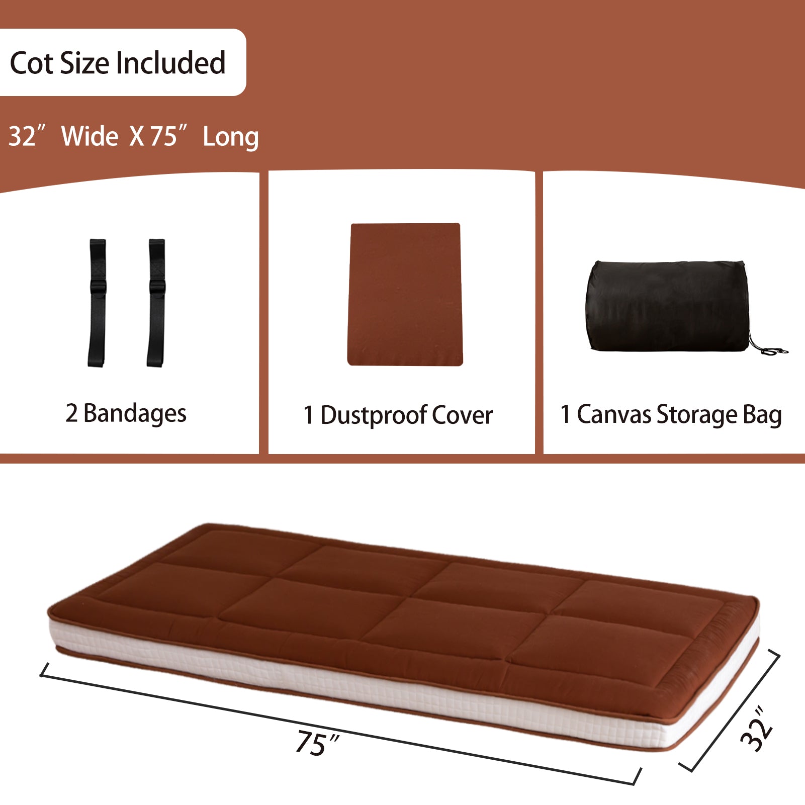 MAXYOYO 32 x 75 Inch Cot Size Futon Mattress - Foldable Floor Mattress, Tatami Mat for Guest Bed, Camping & Home Decor | Comfortable & Space-Saving Sleeping Solution