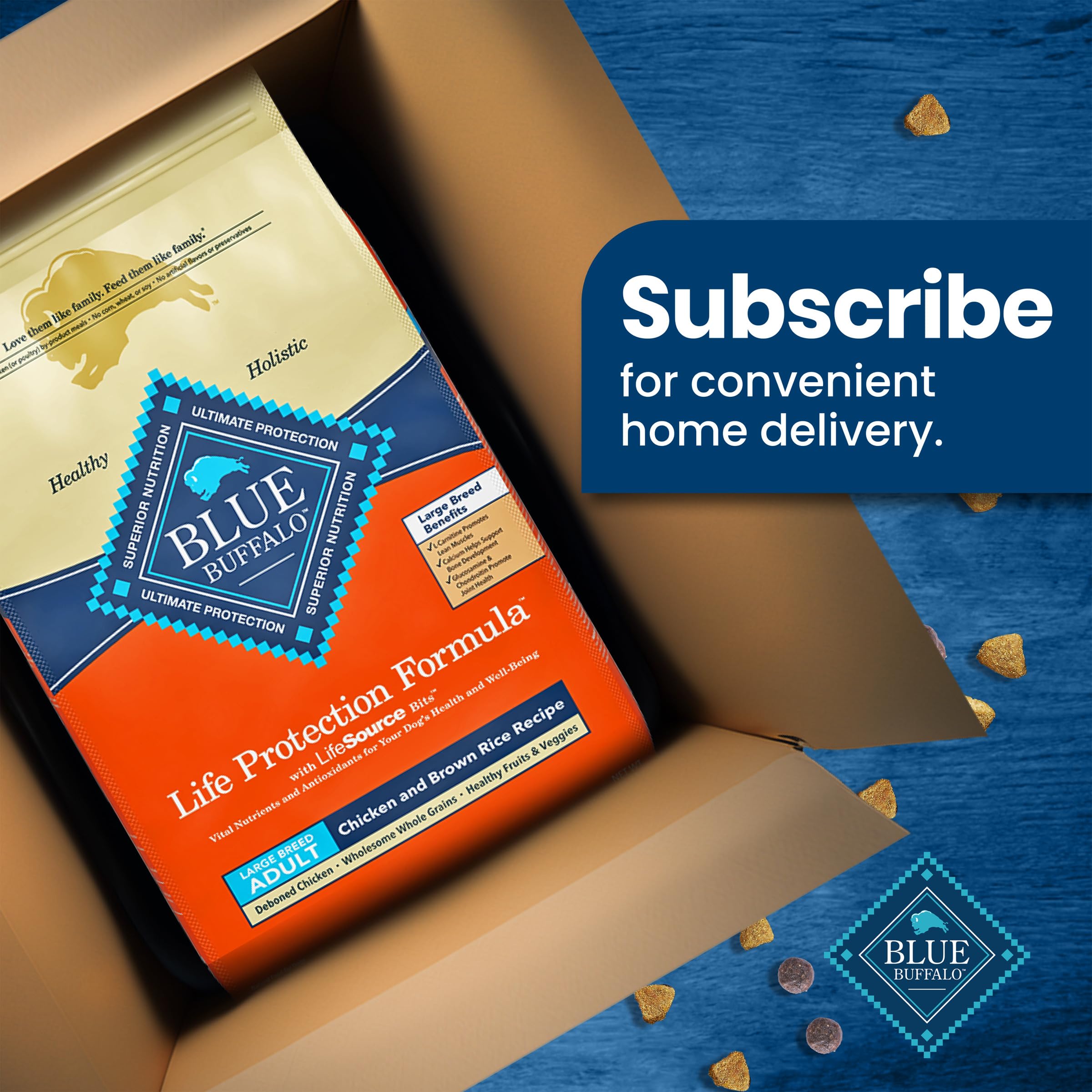 Blue Buffalo Life Protection Formula Large Breed Adult Dry Dog Food - Natural Chicken & Brown Rice Recipe for Joint Health & Lean Muscles (30lb Bag) | Ideal for Active Large Dogs & Senior Canine Care