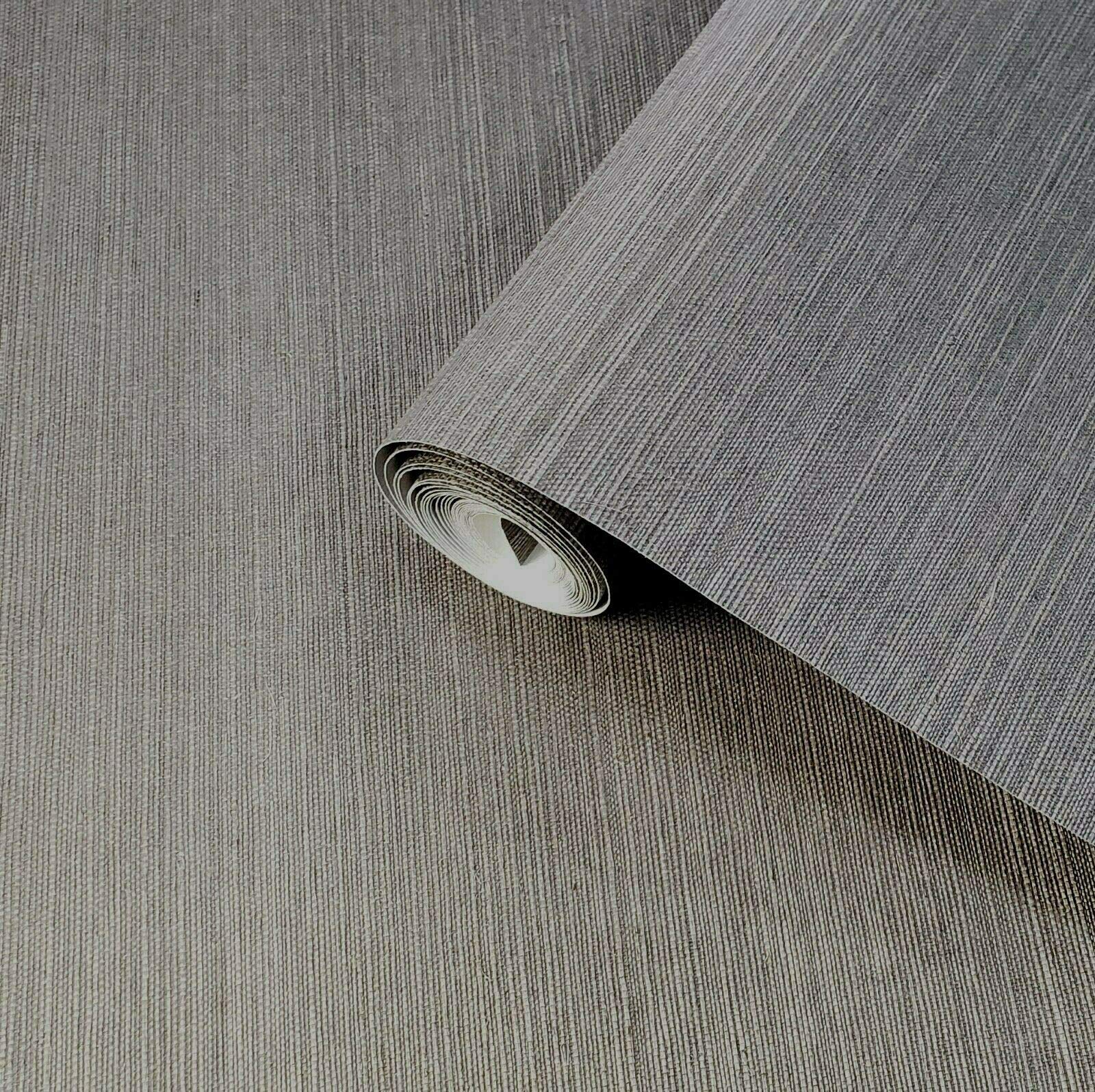 Natural Sisal Grasscloth Wallpaper Rolls - Charcoal Gray & Taupe Textured Plain Wallcoverings | Eco-Friendly Home Decor for Living Room, Bedroom & Office