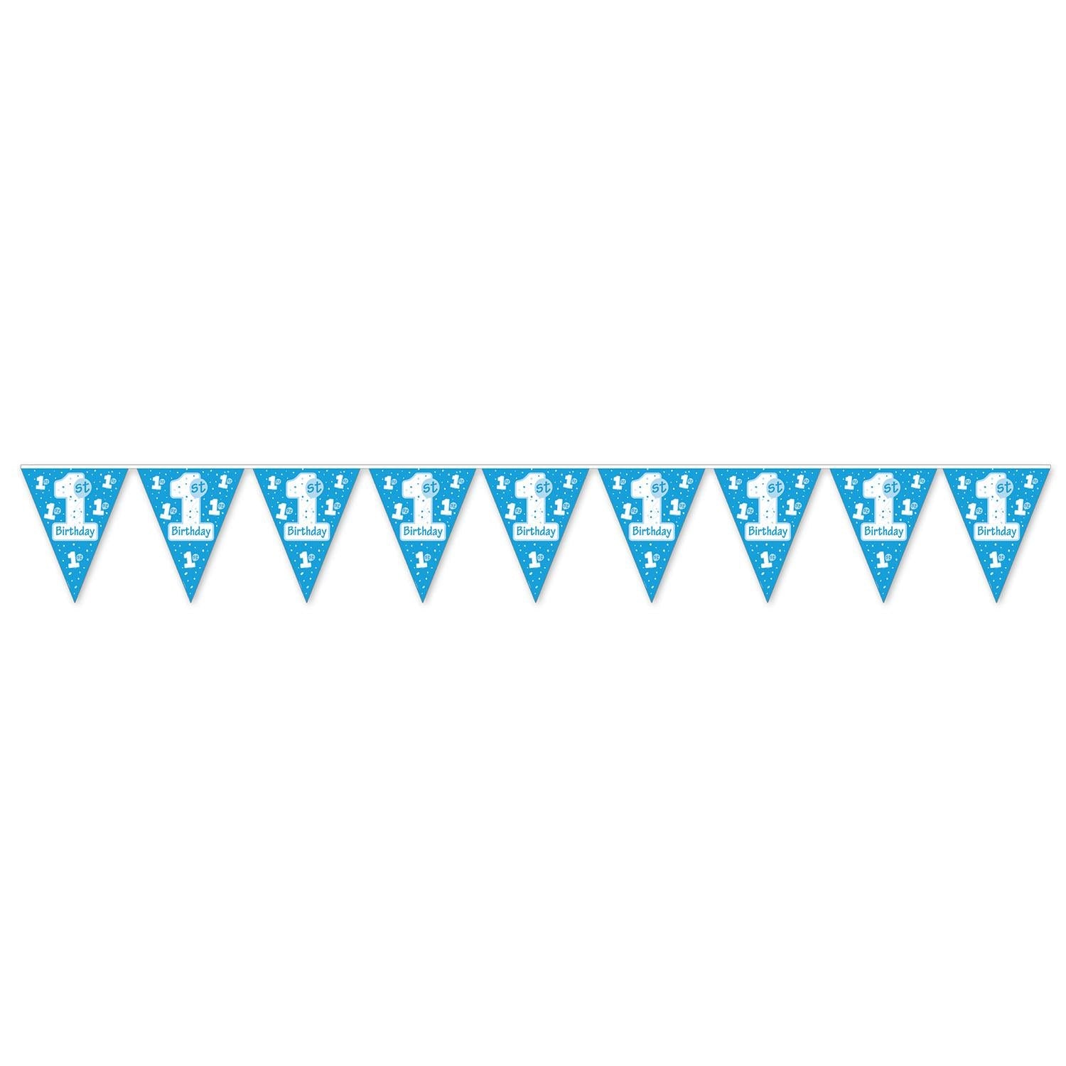 12 Pack Beistle 1st Birthday Party Pennant Banner - Light Blue Decorations for Baby's First Birthday Celebration & Nursery Decor