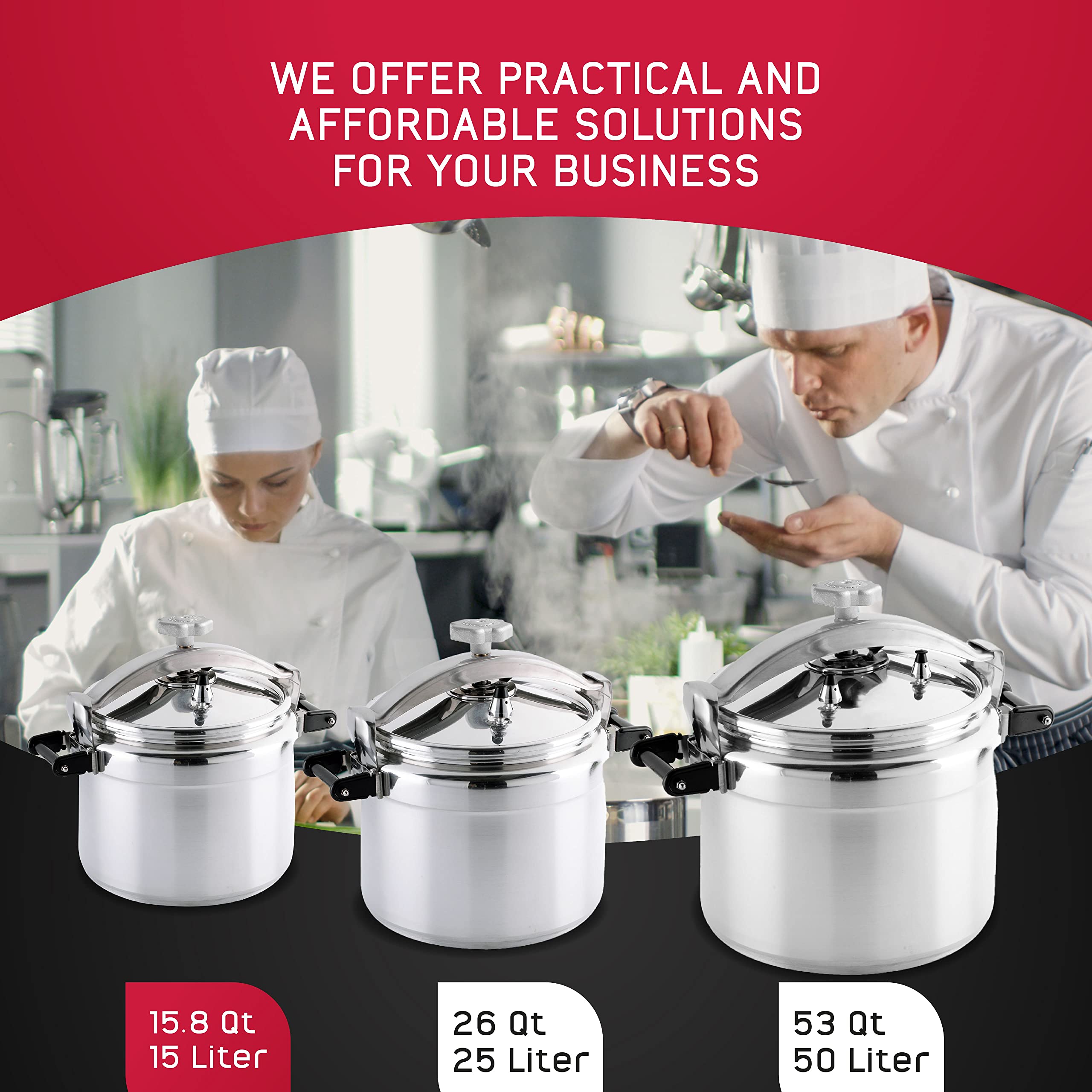 15.8-Quart Commercial-Grade Aluminum Pressure Cooker - Heavy Duty Universal Large Capacity Cookware with Safety Valve & Reinforced Handles - Perfect for Restaurants, Catering & Bulk Meal Prep