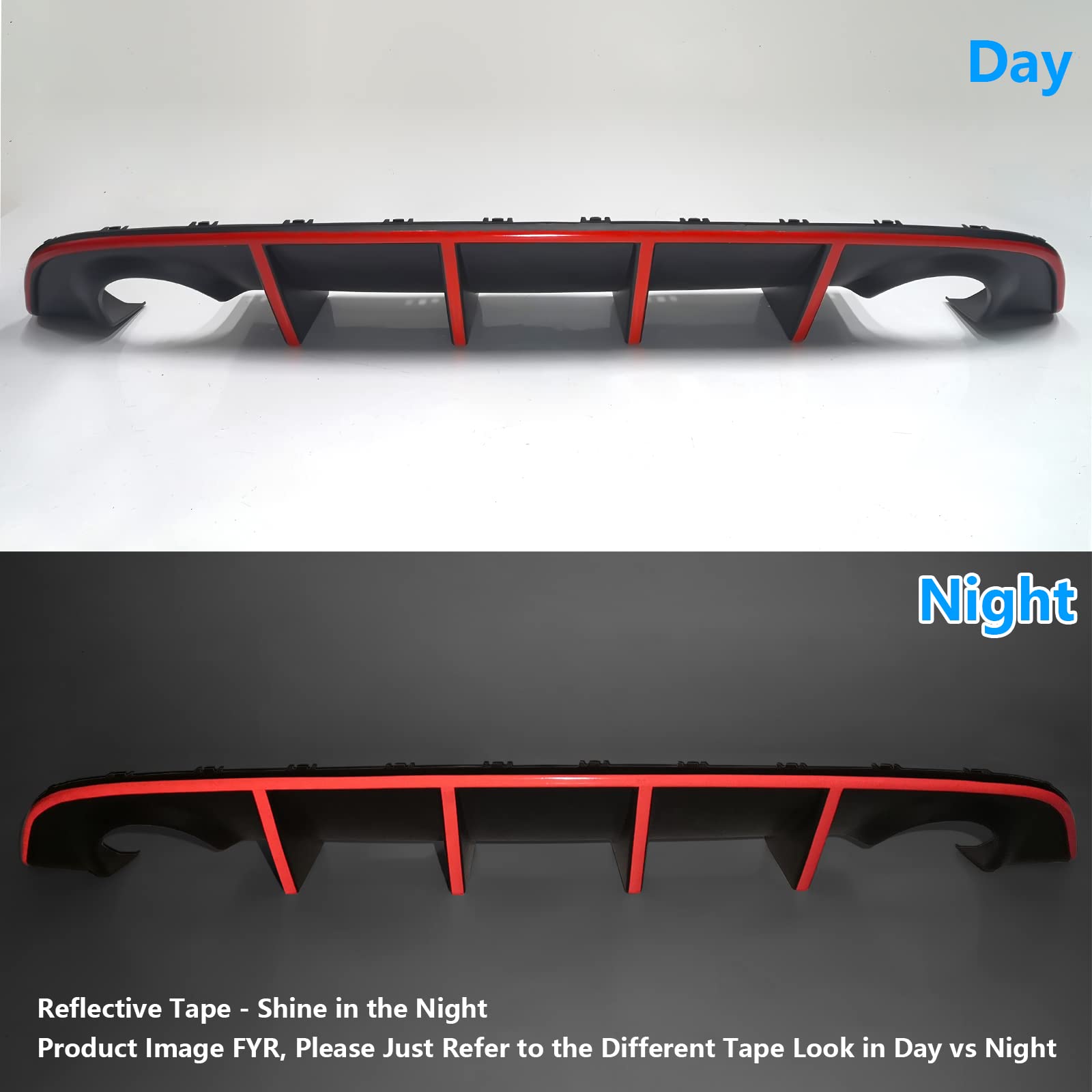 IKON MOTORSPORTS Front Bumper Lip Spoiler & Rear Diffuser Kit for 2015-2023 Dodge Charger SRT | Factory Style Design with Red Reflective Tape | Aggressive Styling Upgrade for Street & Track Performance
