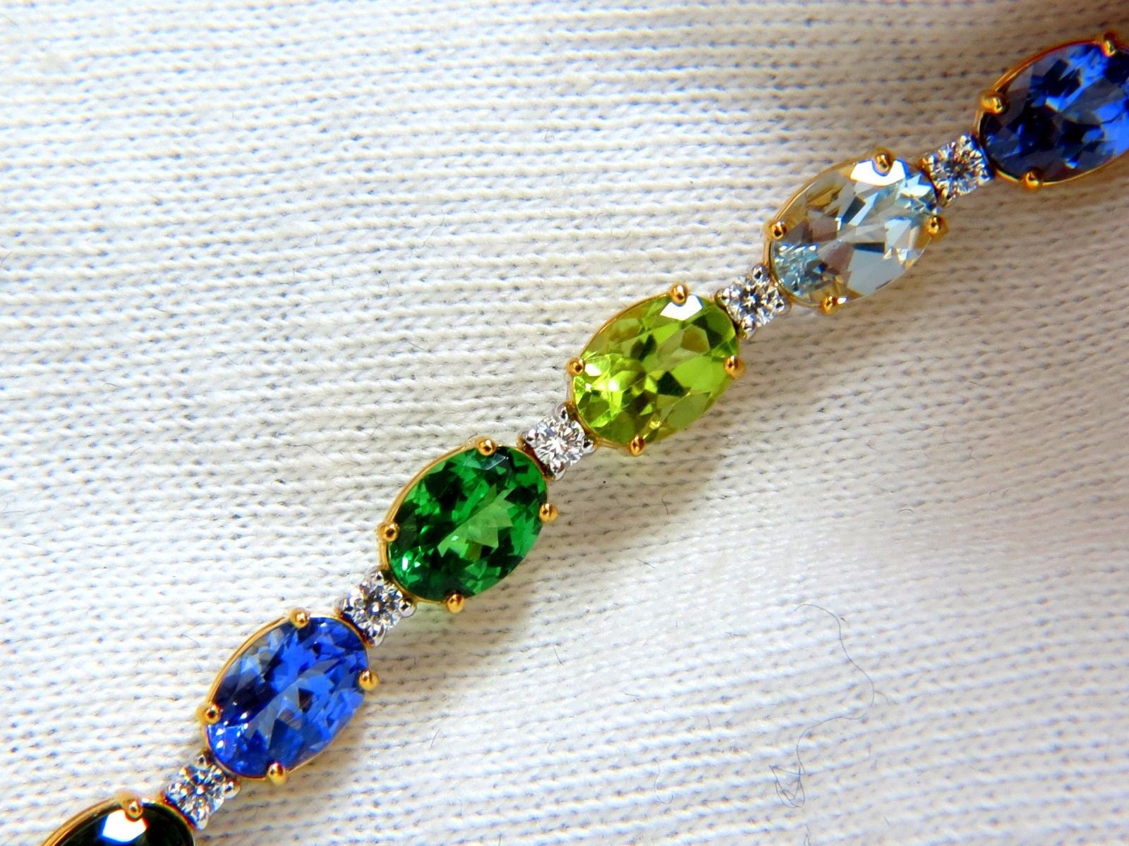15.17ct Natural Tsavorite Spinel Tanzanite Aquamarine Sapphire Diamond Bracelet for Women - Luxury Gemstone Jewelry Gift for Anniversary, Birthday & Special Occasions
