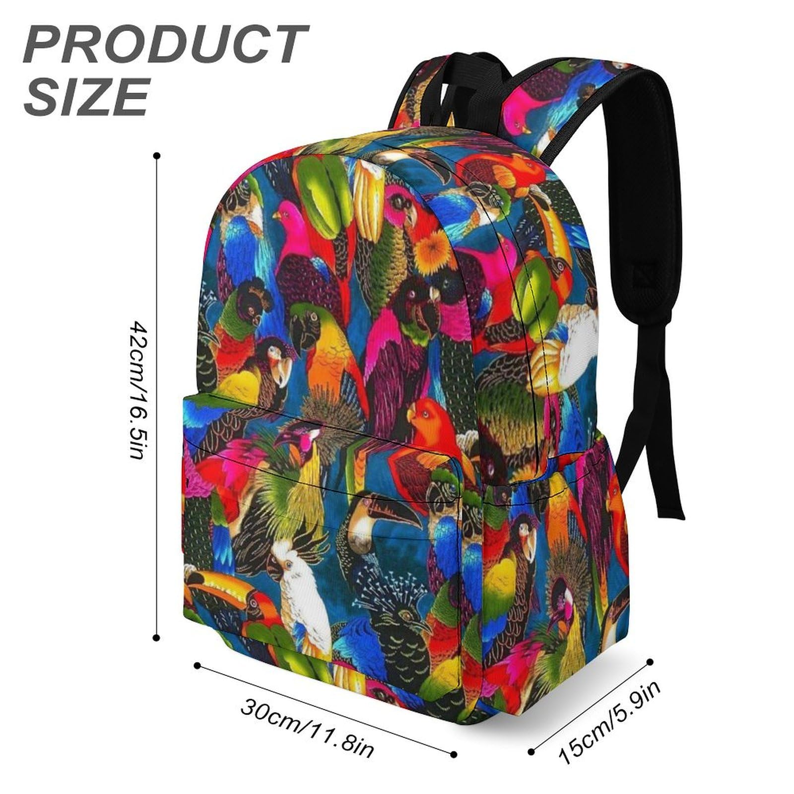 Parrot Party Printed Casual Backpack - Lightweight Travel Hiking Laptop Backpack for Men & Women - Water-Resistant Business Bag for Work, Camping, Gym & Outdoor Adventures