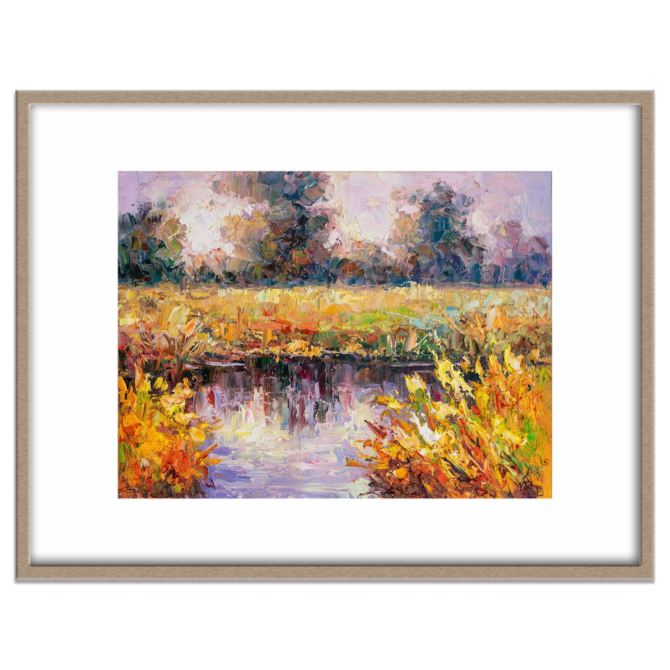 Spring Mountain Landscape Oil Painting - Small Canvas Wall Art, Original Abstract Artwork for Home & Office Decor