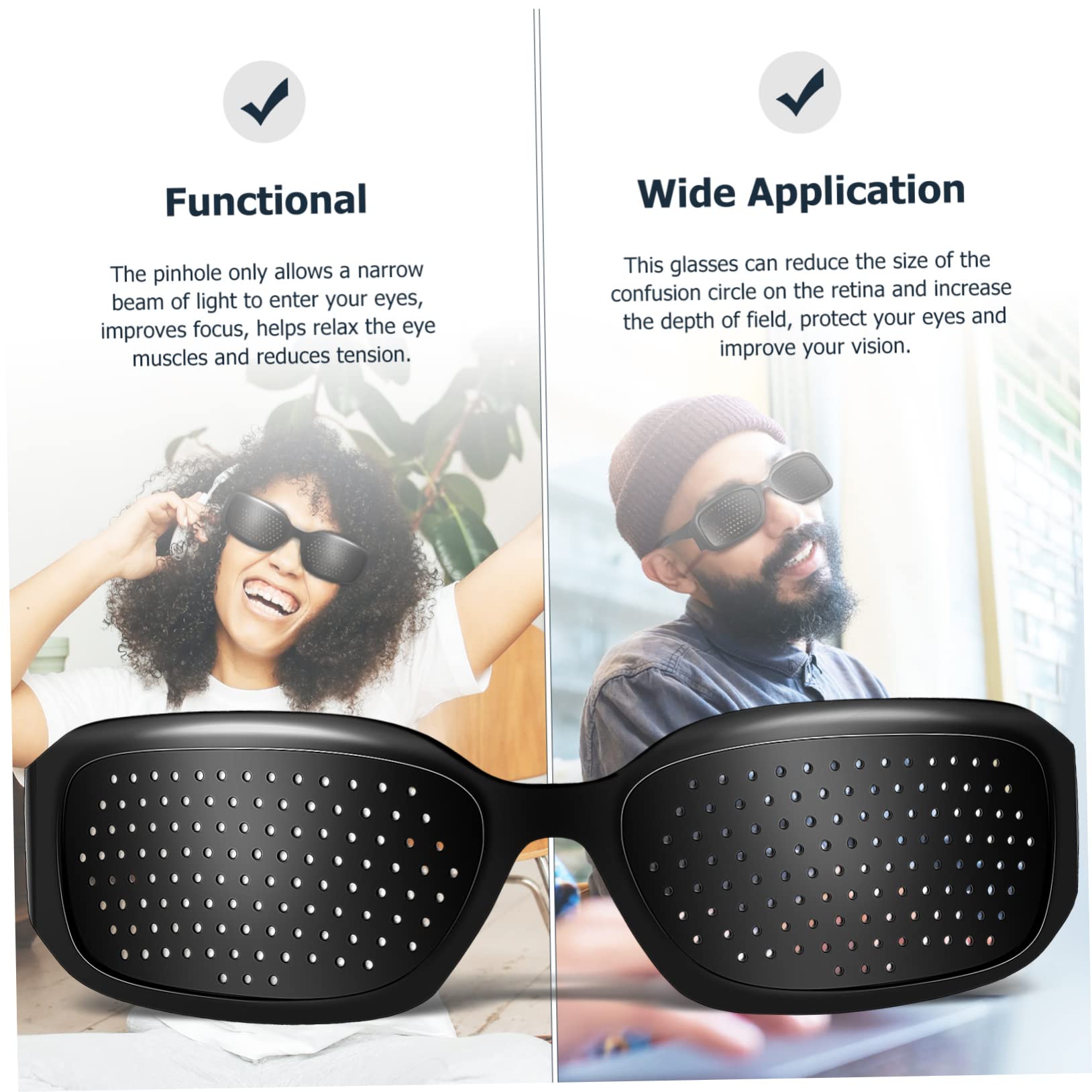 GLEAVI Pack of 6 Perforated Vision Correction Glasses - Pinhole Glasses for Myopia & Eye Strain Relief - Portable Grid Glasses for Reading, Computer Work & Daily Eye Care