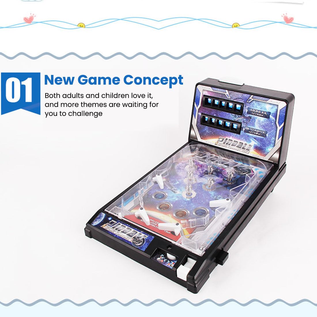 LOCHE Pinball Machine - Electronic Tabletop Arcade Game for Adults & Kids, Retro Plug-in Pinball for Home, Office & Party Fun - Perfect for Game Nights, Gifts & Entertainment