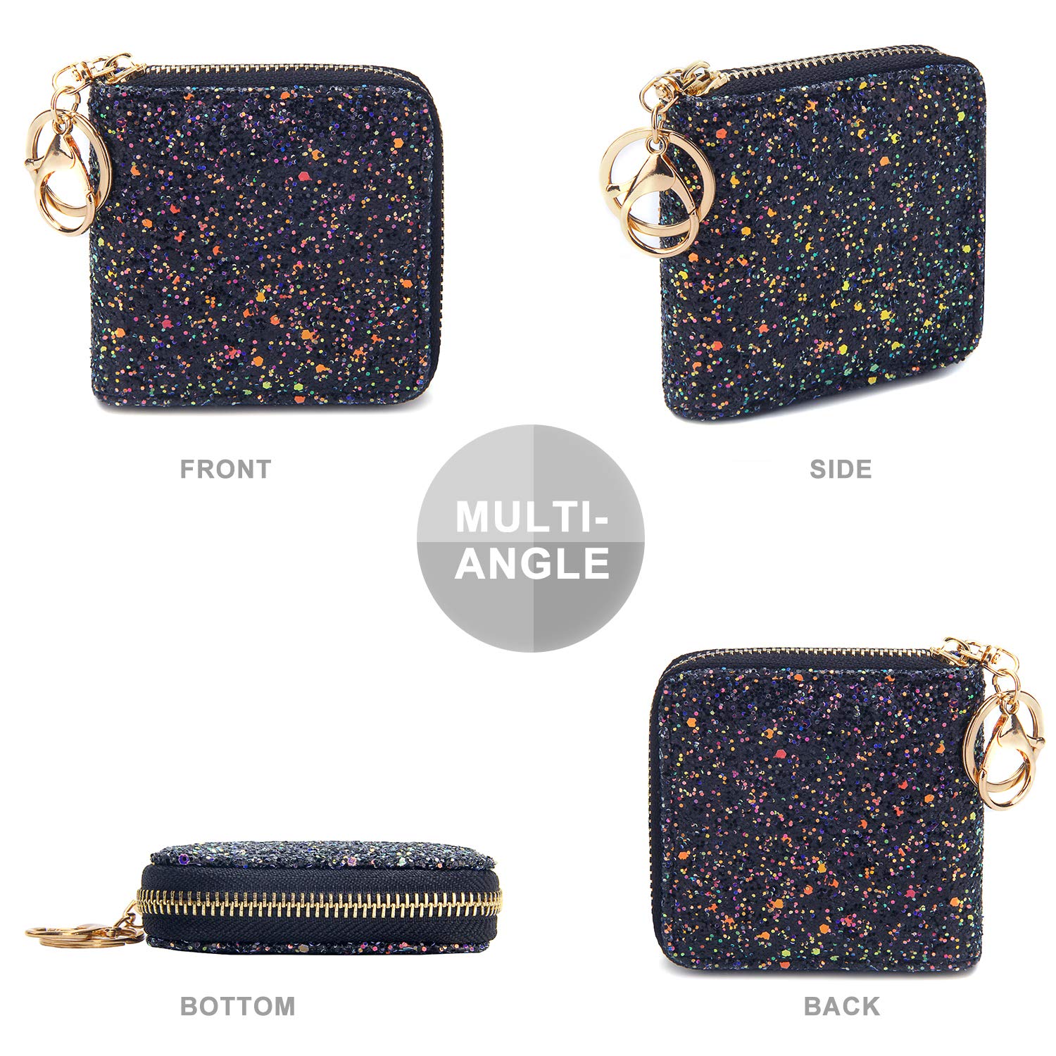 GEEAD Small Glitter Wallet for Women & Girls - Mini Coin Purse with Key Ring | Perfect for Parties, Travel & Everyday Use
