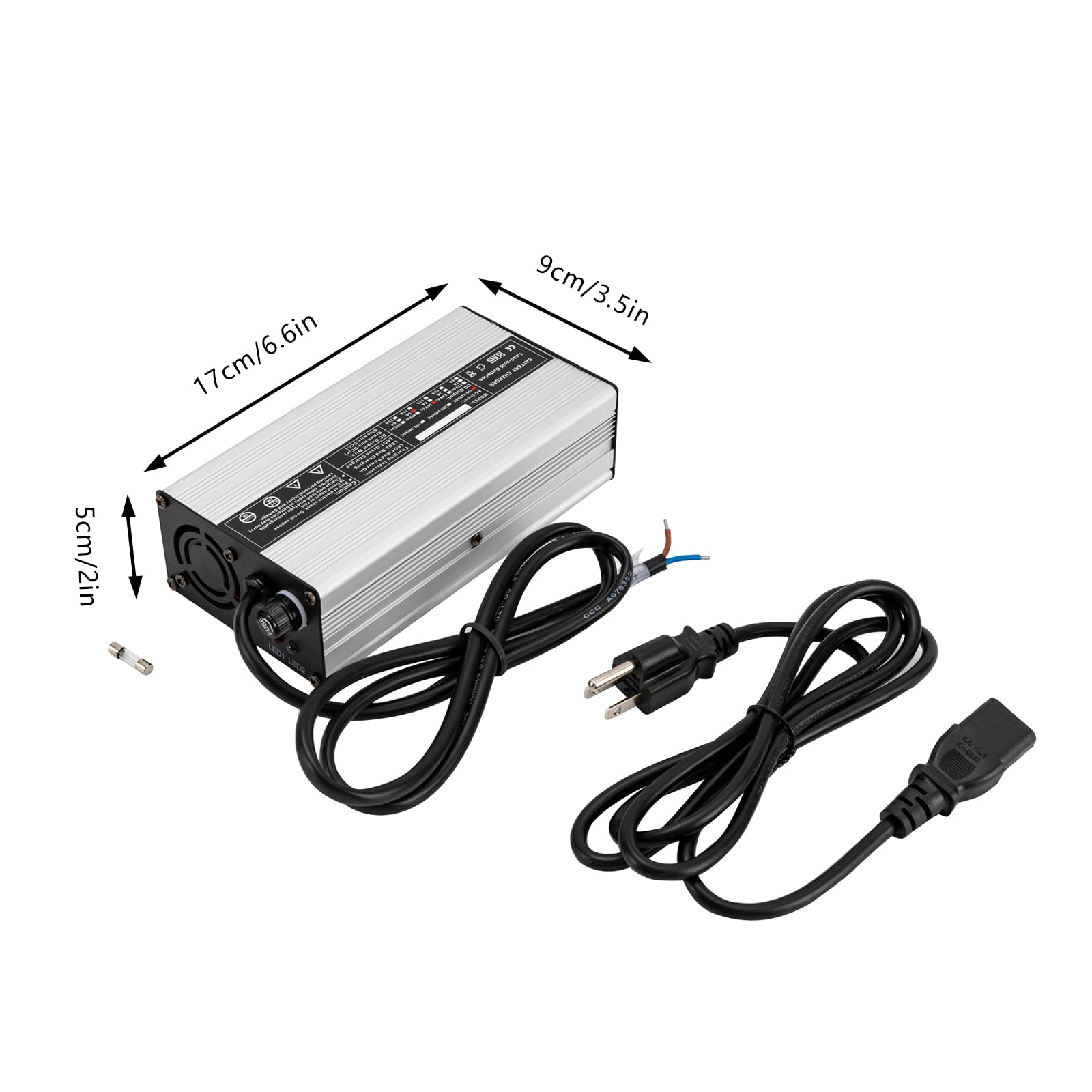 220W 36V Golf Cart Battery Charger - 5 Amp Fast Charging with LED Indicator & Power-Wise Cable - 110V Input for Club Car, EZGO, Yamaha - Perfect for Home, Course & RV Use (Silver & Black)
