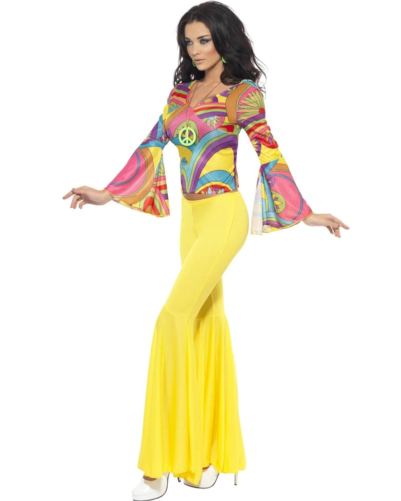 70s Fever Groovy Babe Women's Costume - Retro 70s Hippie Disco Outfit for Halloween, Theme Parties & Vintage Dress Up