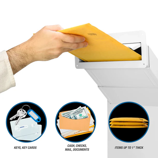 Barska CB13954 Secure Through The Wall Mail Drop Box with Adjustable Chute - Perfect for Home, Office & Package Delivery Security