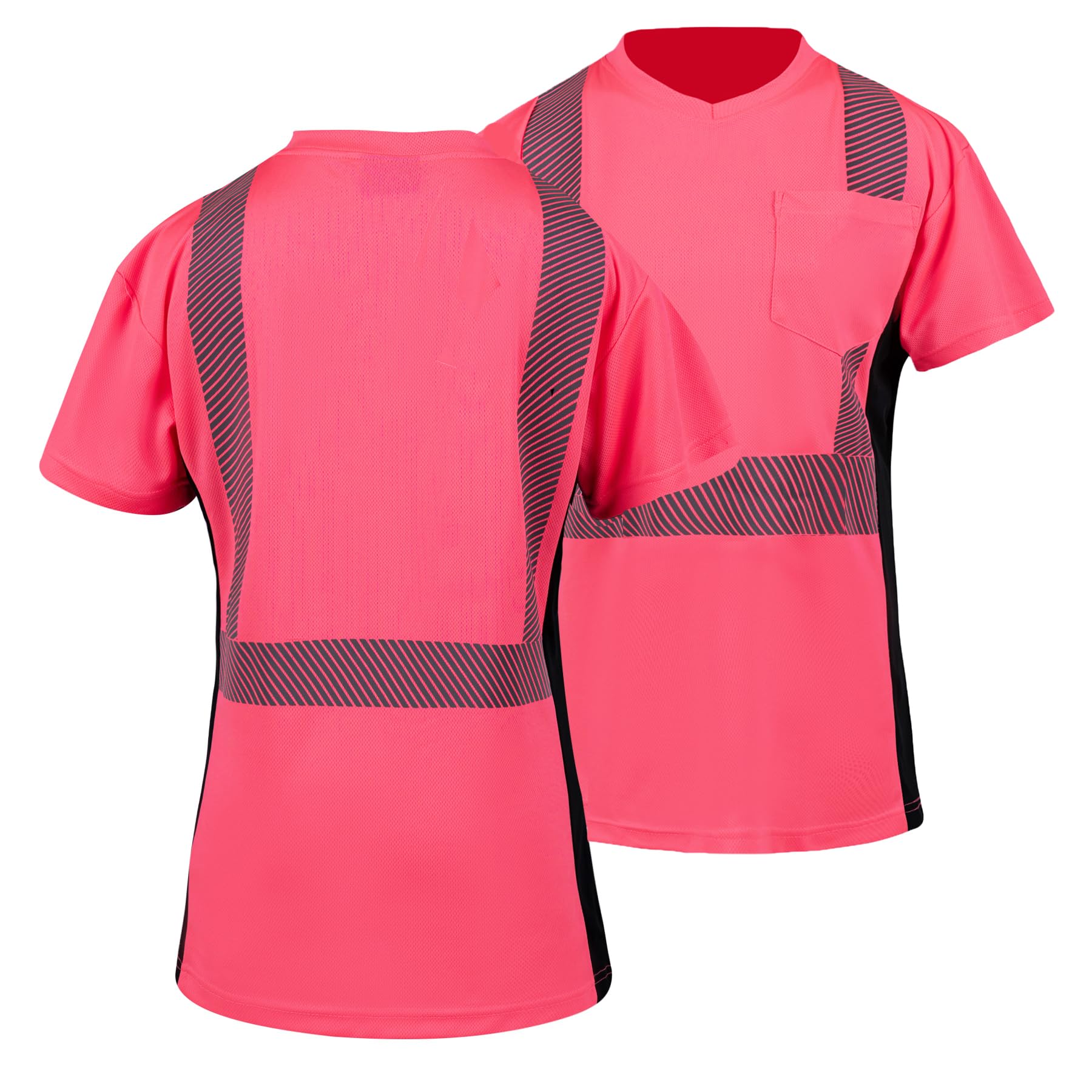 ANSI Class 2 High Visibility Safety Shirts for Women - Reflective Work T-Shirts with Short Sleeves | Construction, Road Work & Night Shift Safety Apparel