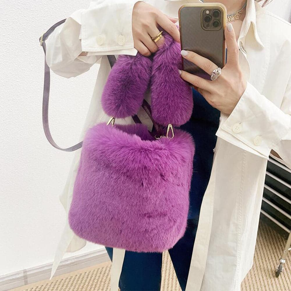 AG Collective Plush Handbag & Shoulder Bag for Women - Soft Vegan Leather Crossbody Purse with Adjustable Strap, Perfect for Work, Travel & Everyday Use