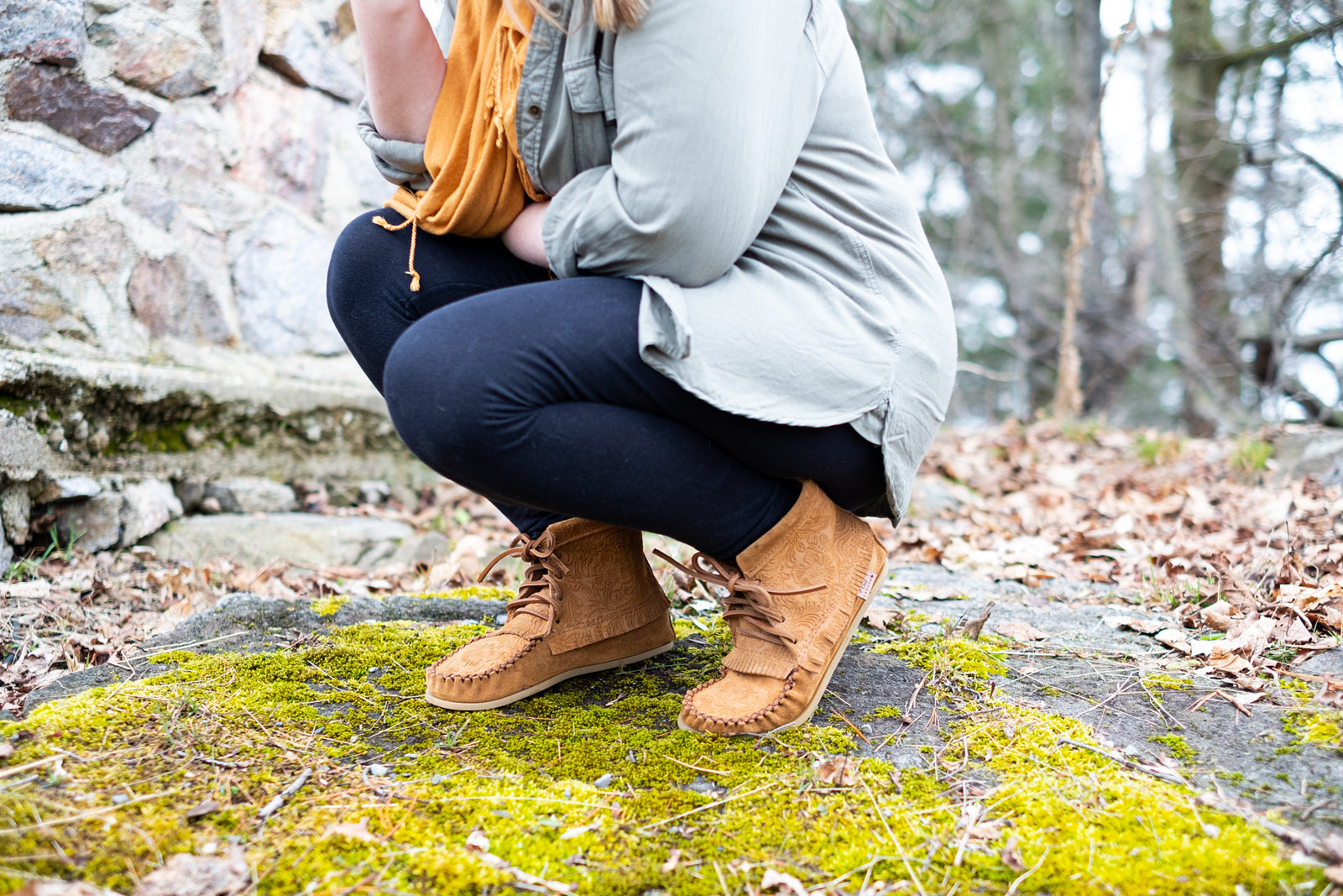 Women's Floral Embossed Suede Moccasin Boots - Comfortable Slip-On Winter Shoes for Casual Outfits & Outdoor Walking