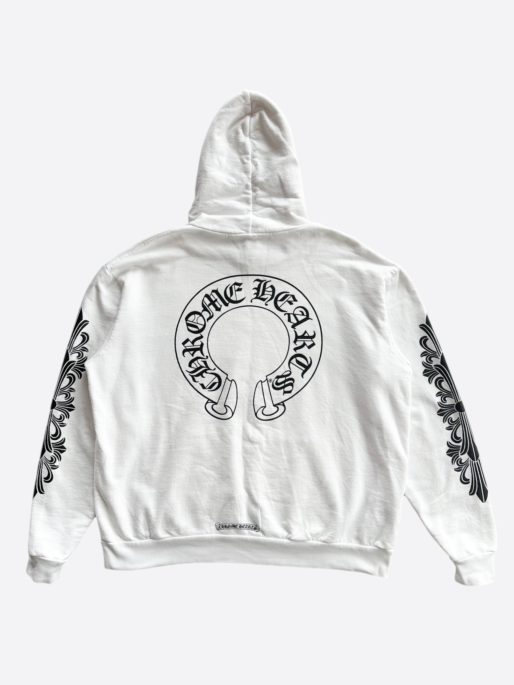Chrome Hearts White & Black Horseshoe Logo Hoodie for Men & Women | Stylish Streetwear Pullover for Casual Outfits & Urban Fashion