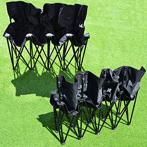 BenefitUSA 4-Seater Portable Folding Sideline Bench - Waterproof Outdoor Sports Team Bench for Football, Soccer & Baseball - Black - Perfect for Games, Practices & Park Outings