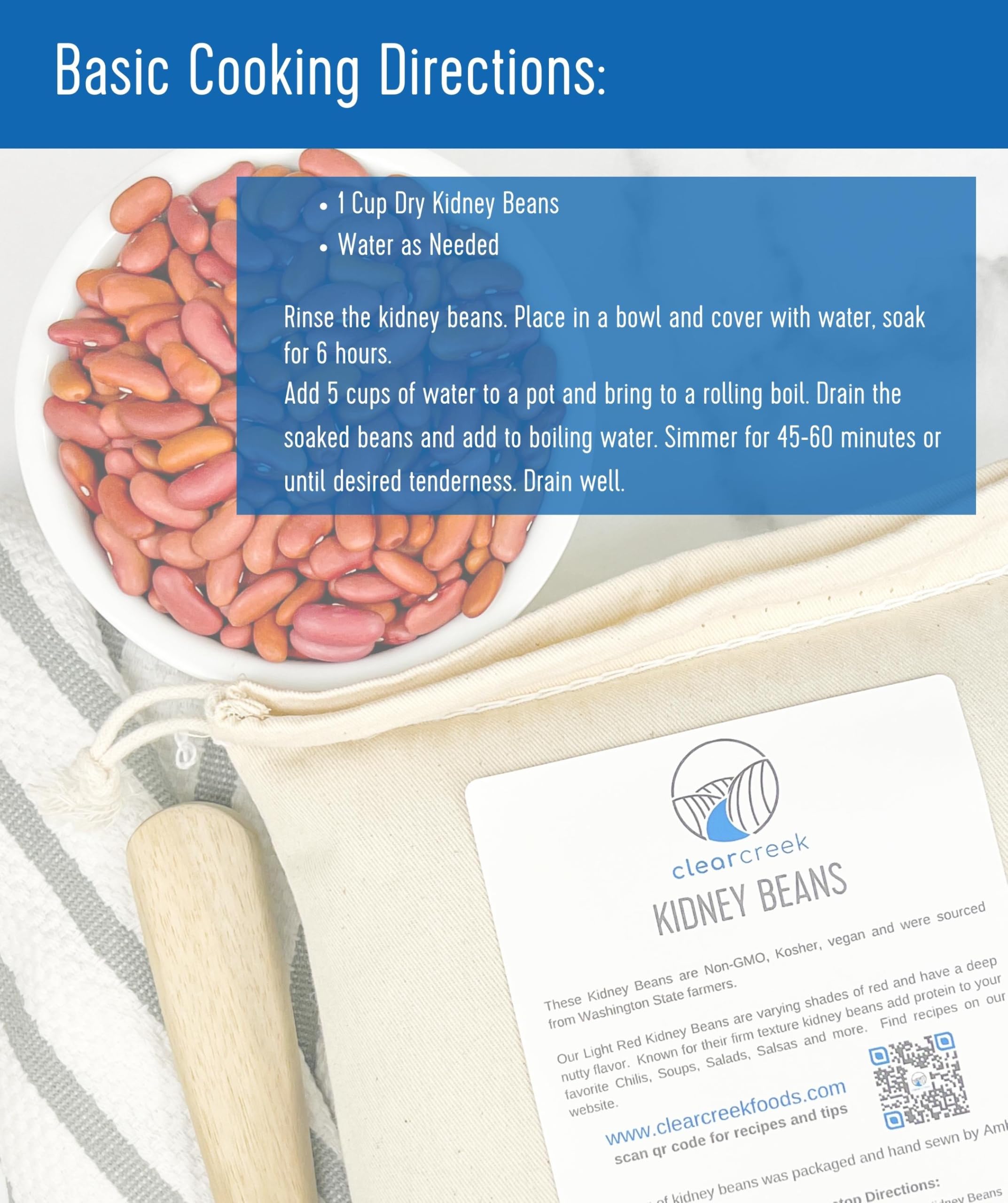 Organic Non-GMO Kosher Vegan Kidney Beans | Glyphosate-Residue Free | 25 lbs Bulk Emergency Food Supply | Grown in Washington | Perfect for Prepping, Camping & Long-Term Storage