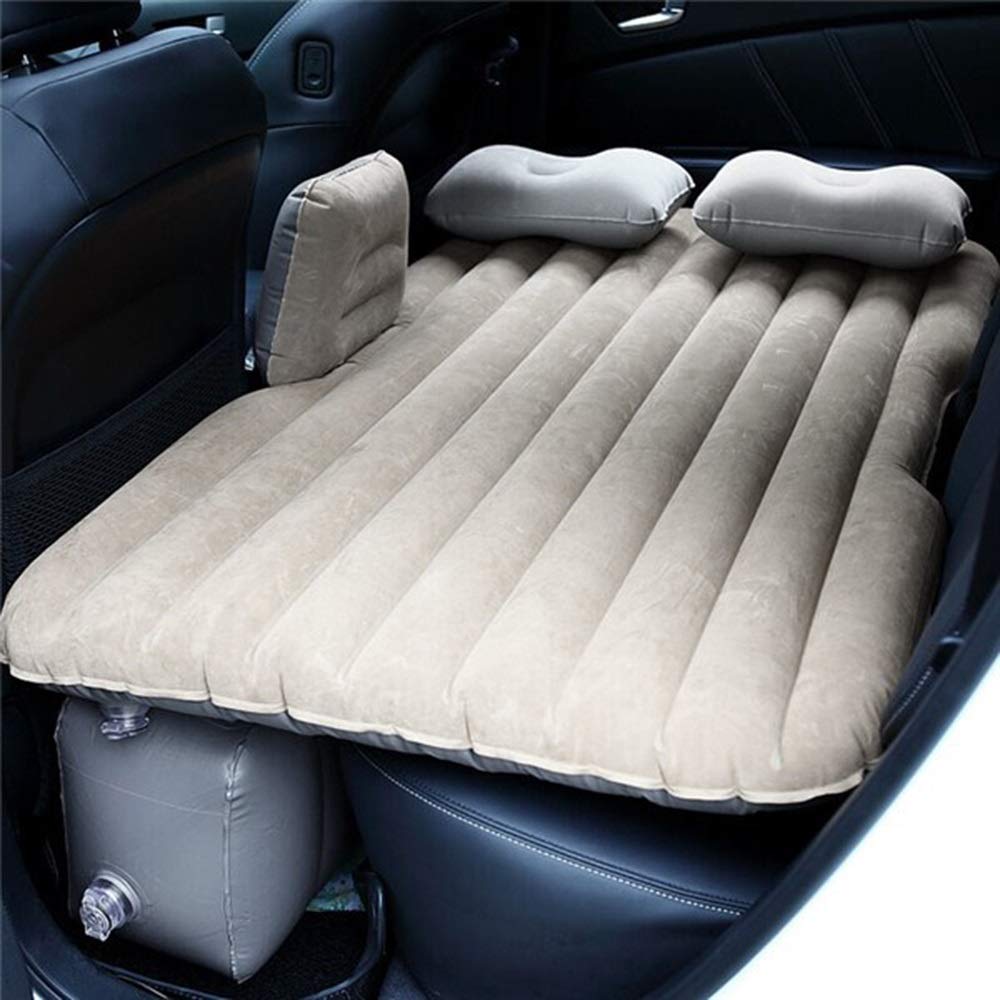 Car Back Seat Air Mattress - Inflatable Travel Bed with Oxford Cover, Gray - Perfect for Road Trips, Camping & Overnight Stays