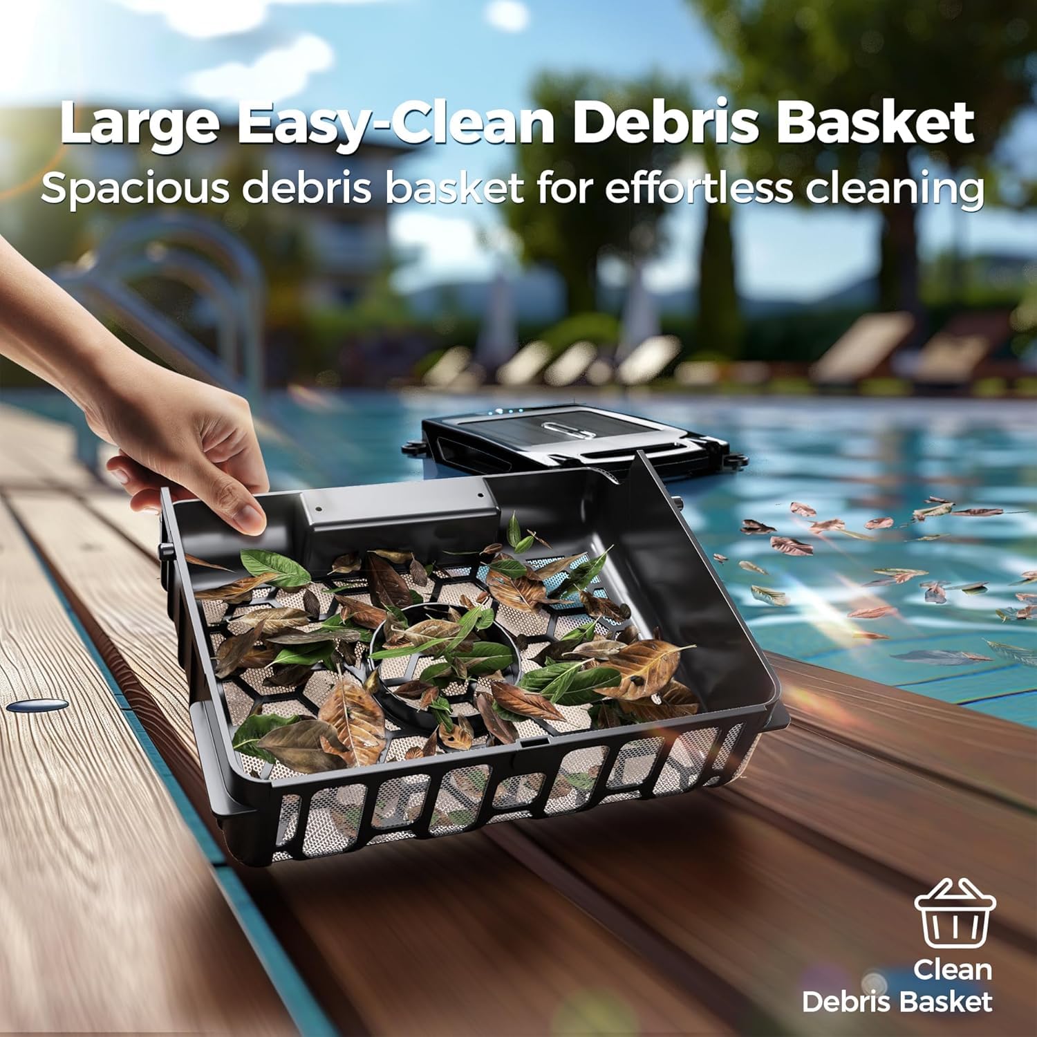 2024 Upgraded Solar Pool Skimmer Robot Cleaner - Automatic Swimming Pool Cleaner with Basket, Obstacle Avoidance & Dual Charging (Solar/USB) | Ideal for Inground/Above Ground Pools, Lakes & Water Features