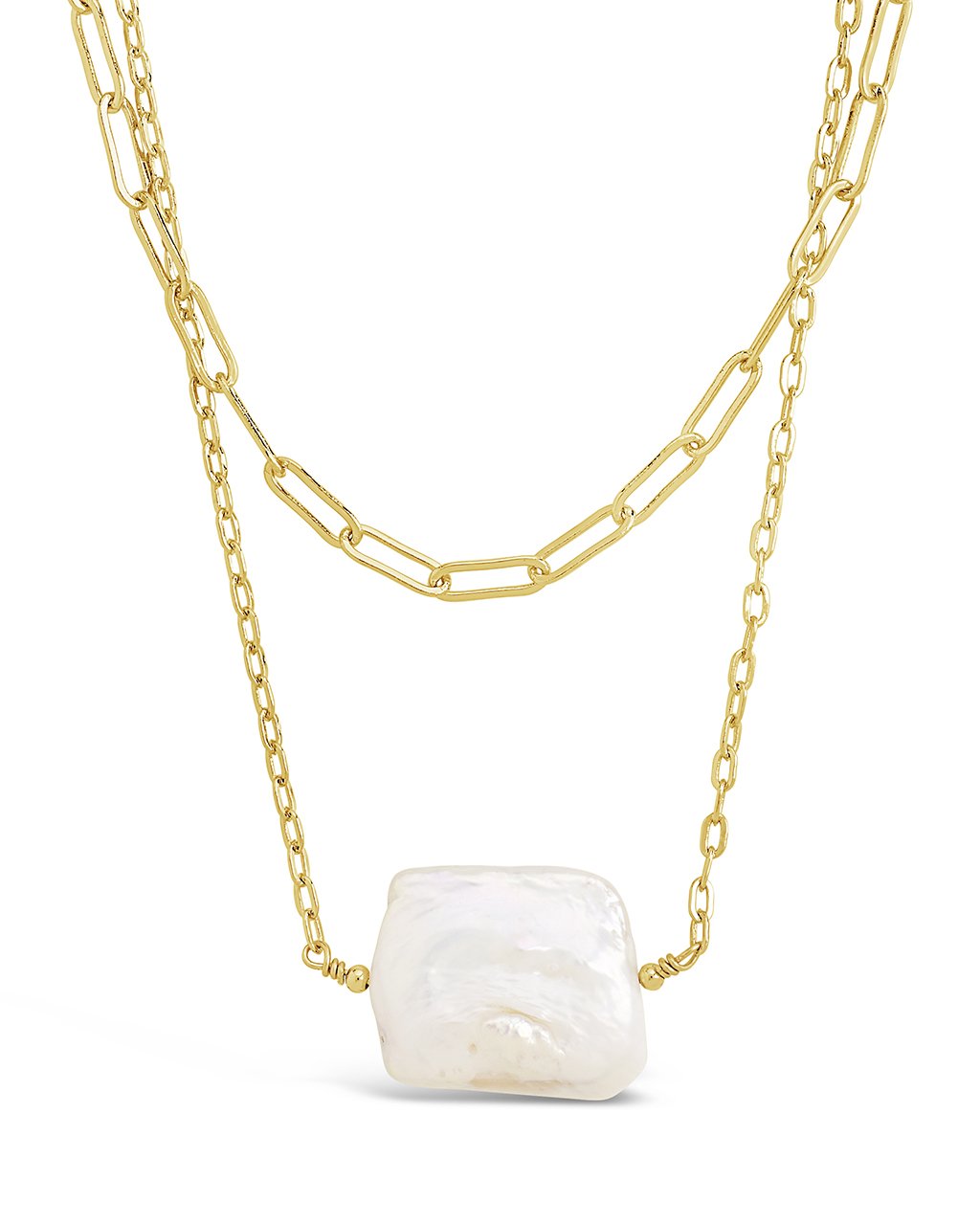 Elegant Chain Link and Pearl Layered Necklace for Women - Dainty Gold & White Pearl Fashion Jewelry - Perfect for Date Night, Wedding, Party & Everyday Wear
