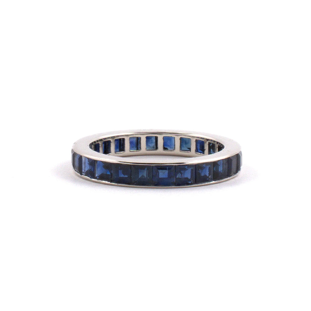 14K White Gold Sapphire Channel Set Eternity Ring for Women - Perfect for Anniversaries, Engagements & Special Occasions