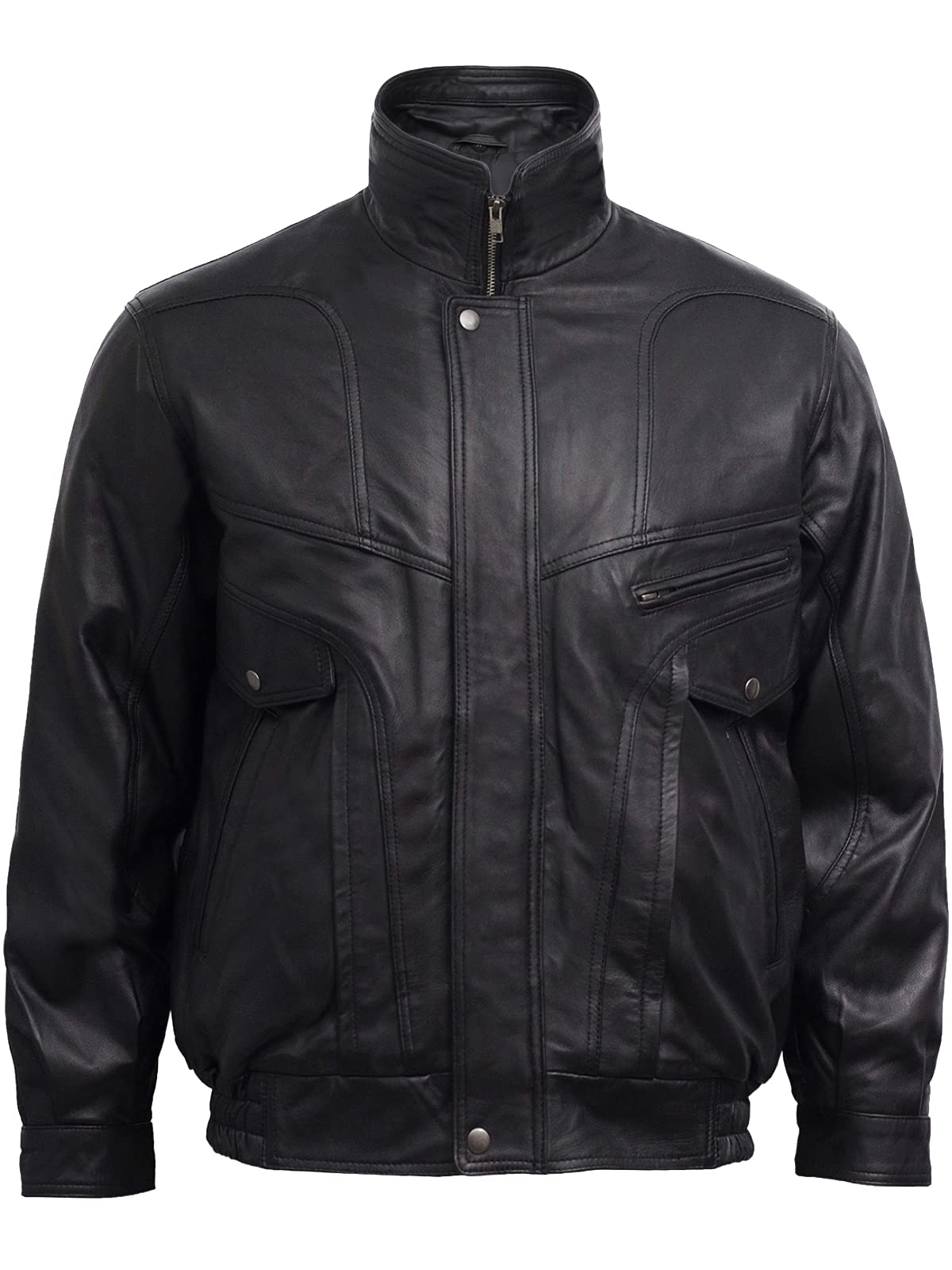 BRANDSLOCK Men's Real Buffalo Leather Bomber Jacket - Lightweight Distressed Motorcycle Jacket for Riding, Casual Wear & Outdoor Adventures