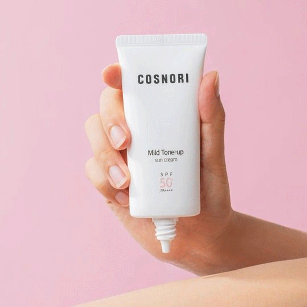 COSNORI Mild Tone Up Sun Cream SPF50+ PA++++ 50ml - Lightweight Daily Sunscreen for Face, Hydrating & Non-Greasy - Perfect for Outdoor Activities, Beach & Travel