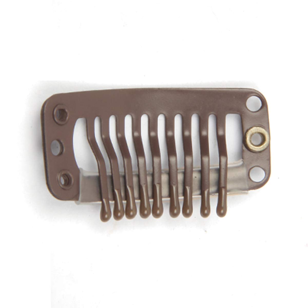 30pcs Stainless Steel Snap Wig Clips for Hair Extensions & Toupees - 9 Teeth, 32mm, 1.2g Each (Dark Brown) | Secure Hold for Weaves, Wigs & Hairpieces | Perfect for Cosplay, Daily Use & Salon Styling