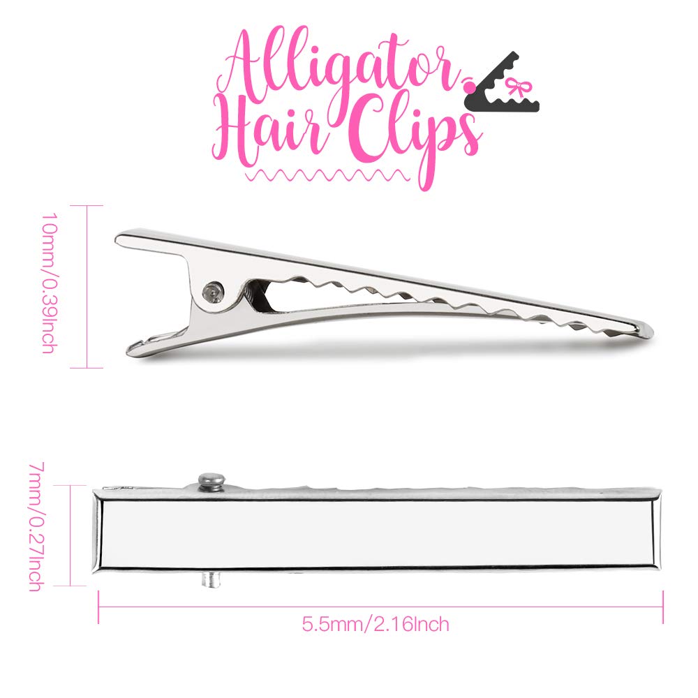 YGDZ 120pcs Silver Alligator Hair Clips - 2.17 Inch (5.5cm) Single Prong Flat Metal Hair Clips for Bow Making, DIY Crafts, Hair Styling & Accessories - Perfect for Salons, Weddings & Everyday Use