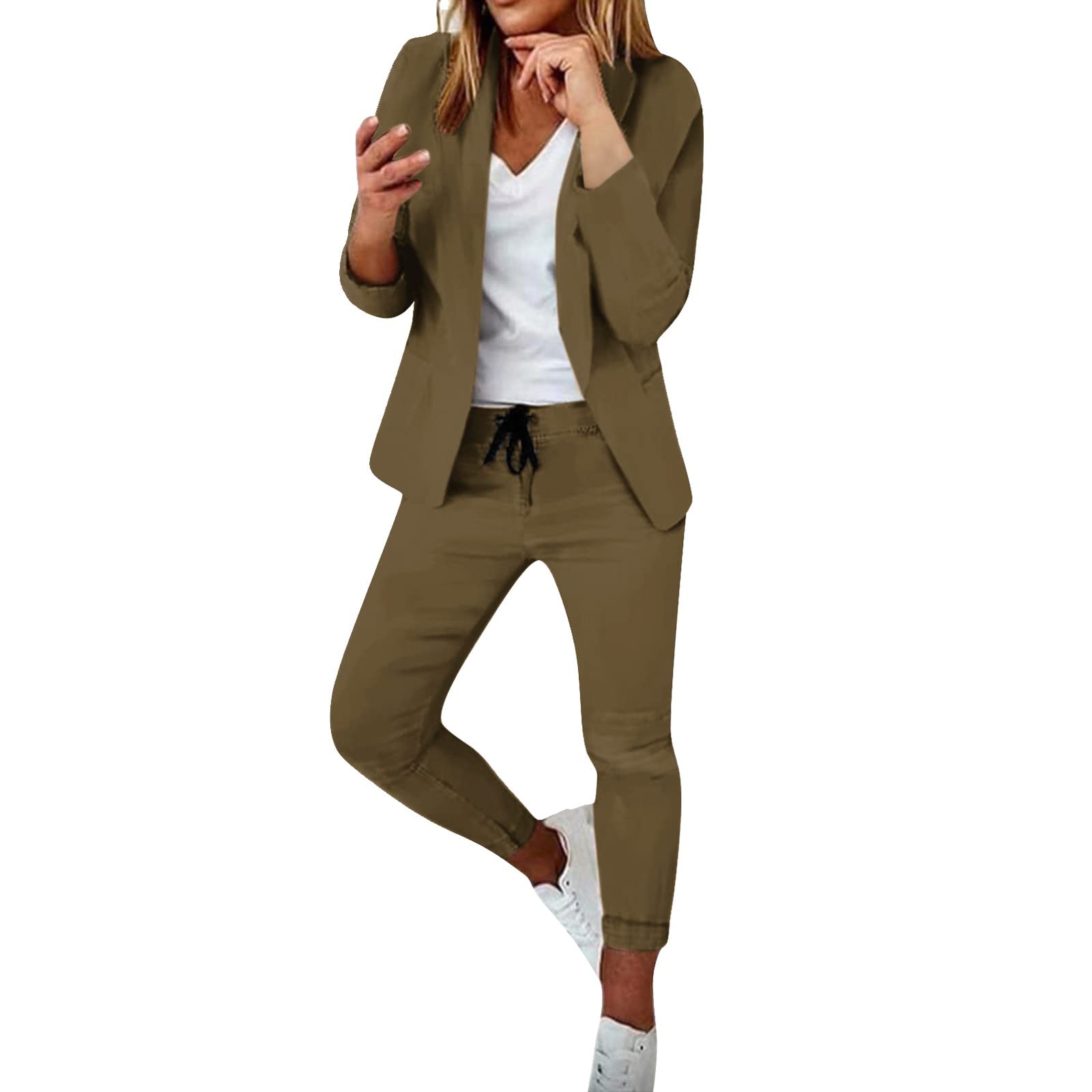 Women's Slim Fit Two-Piece Lapel Suit Set - Formal Office Business Blazer & Pants Outfit for Professional Women | Workwear, Job Interview & Business Meeting Attire