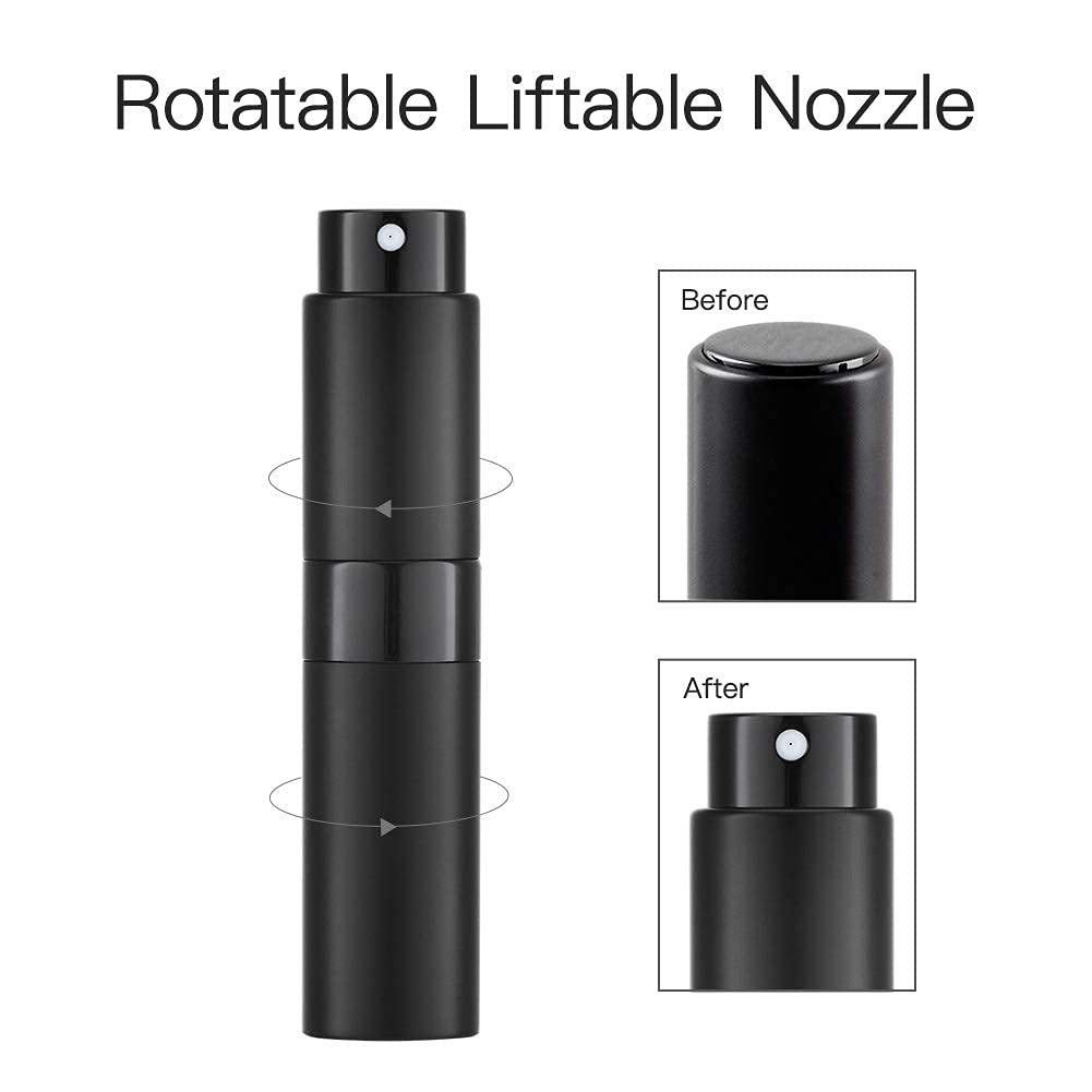 ZUGAD 8ML Travel Perfume Spray Bottle - Refillable Cologne Dispenser, Portable Atomizer for Essential Oils & Fragrances (Matte Black) - Perfect for Gym, Office & Vacation Travel Accessories