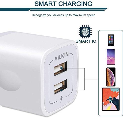 5-Pack Fast USB Wall Charger - 2.1A Dual Port Quick Charge Adapter for iPhone 14/13/12/11/SE/8/7, Samsung Galaxy, Moto, Kindle Fire - Compact Charging Block for Home, Office & Travel